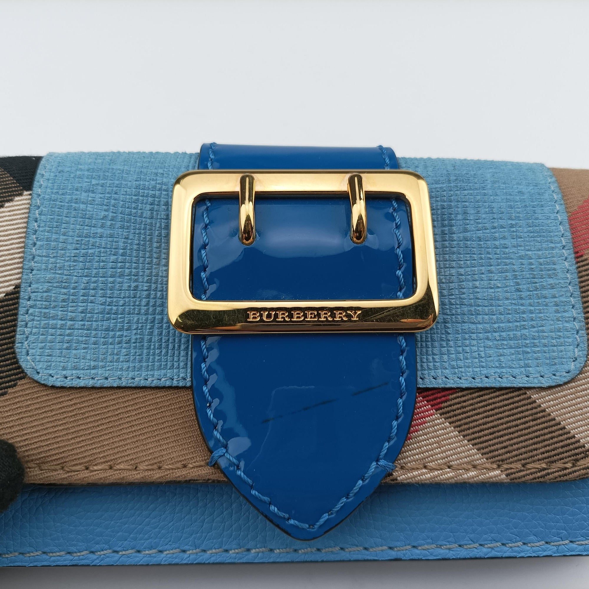 House Check Buckle Blue × Multicolor Canvas × Leather ROSCALB5SIBハウス チェック バックル ブルー × マルチカラー キャンバス × レザー ROSCALB5SIB