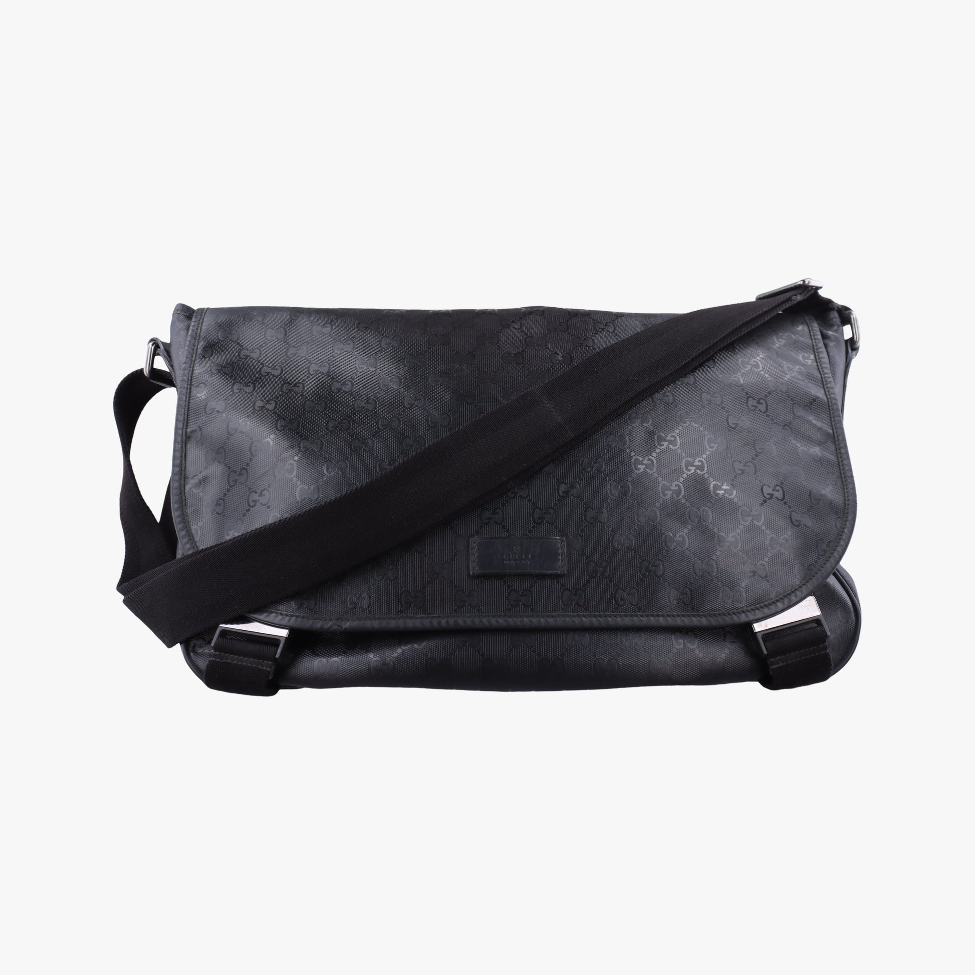 GG Imprime Messenger Black PVC coated canvas 201725 A8533965GGインプリメ メッセンジャー ブラック PVCコーティングキャンバス 201725 A8533965