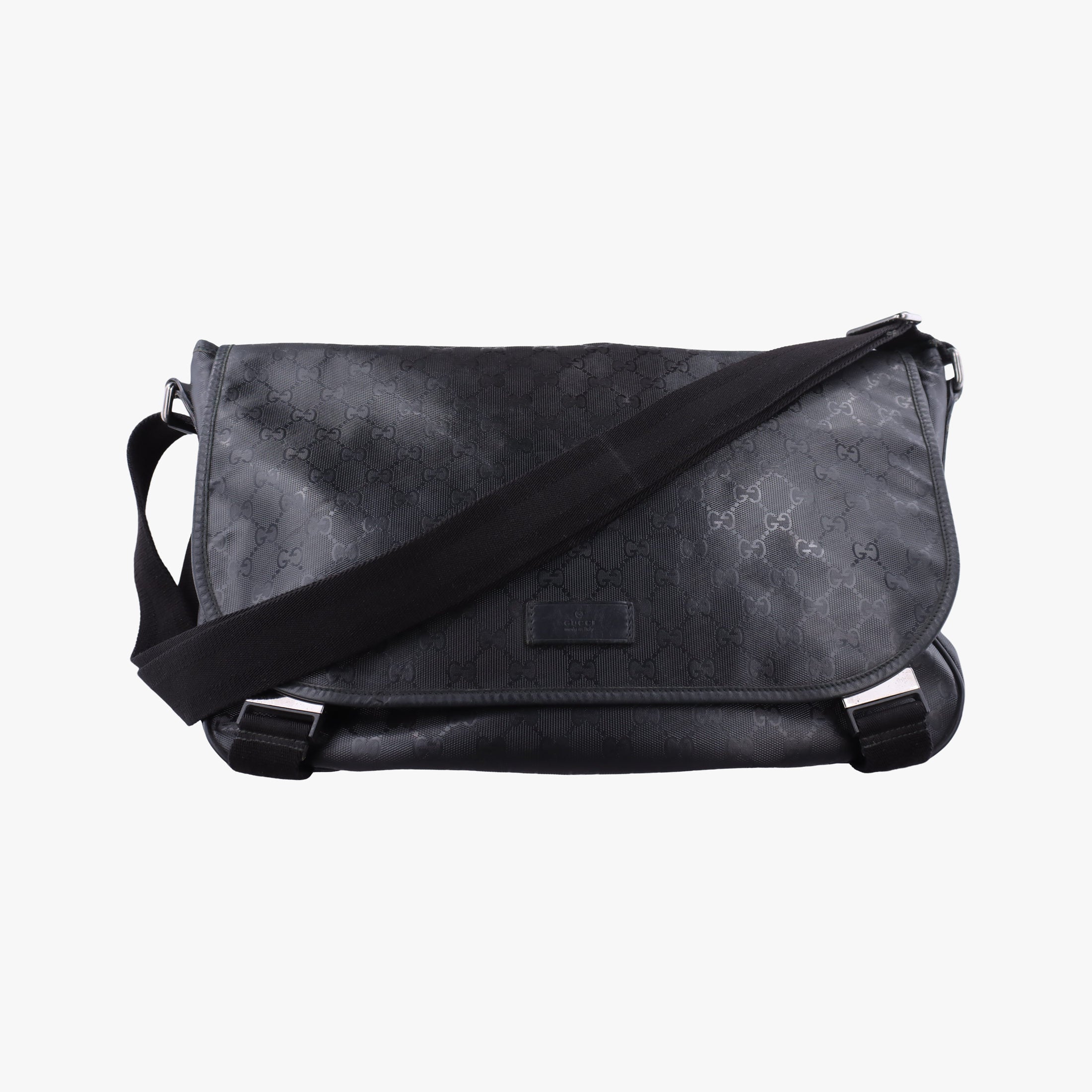 GG Imprime Messenger Black PVC coated canvas 201725 A8533965GGインプリメ メッセンジャー ブラック PVCコーティングキャンバス 201725 A8533965