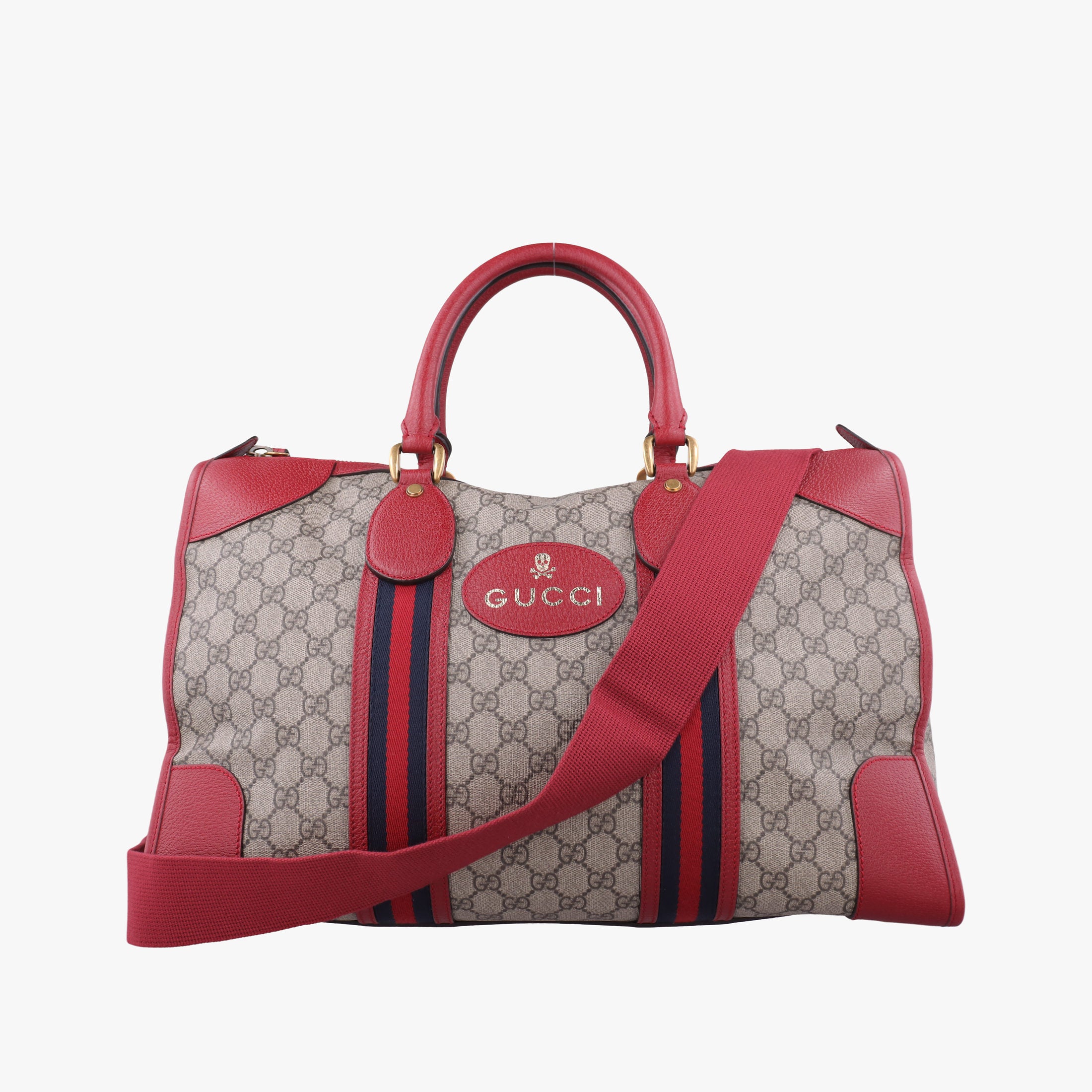 Soft GG Supreme Courrier Duffle Beige × Red PVC coated canvas×Leather 459311 F021128197ソフトGGスプリーム クーリエ ダッフル ベージュ × レッド PVCコーティングキャンバス×レザー 459311 F021128197
