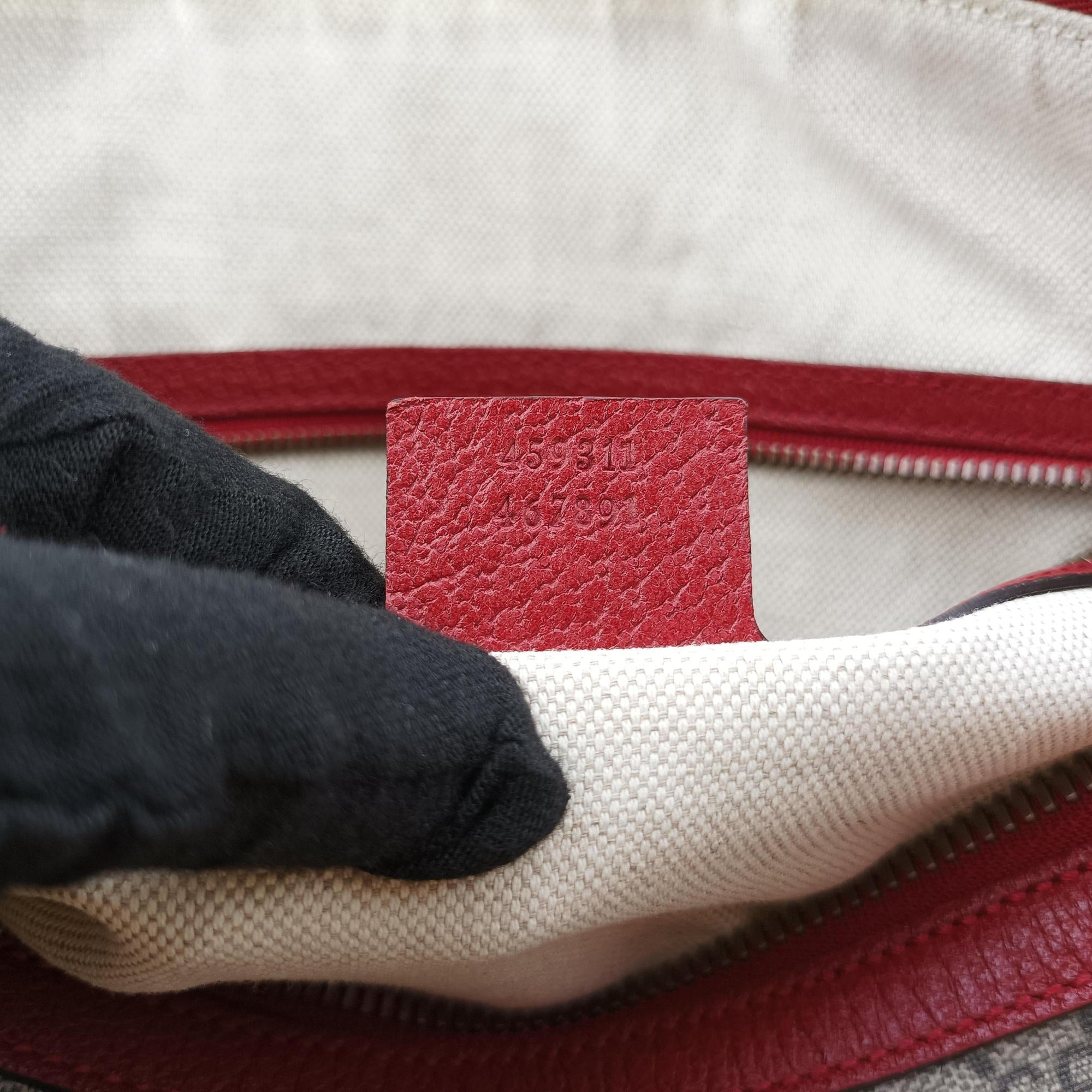 Soft GG Supreme Courrier Duffle Beige × Red PVC coated canvas×Leather 459311 F021128197ソフトGGスプリーム クーリエ ダッフル ベージュ × レッド PVCコーティングキャンバス×レザー 459311 F021128197