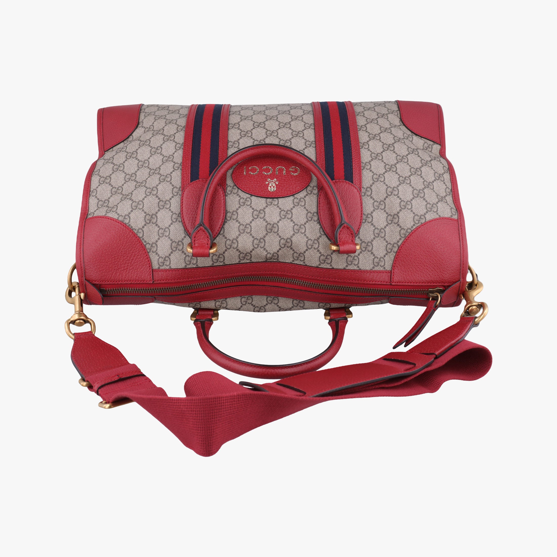 Soft GG Supreme Courrier Duffle Beige × Red PVC coated canvas×Leather 459311 F021128197ソフトGGスプリーム クーリエ ダッフル ベージュ × レッド PVCコーティングキャンバス×レザー 459311 F021128197