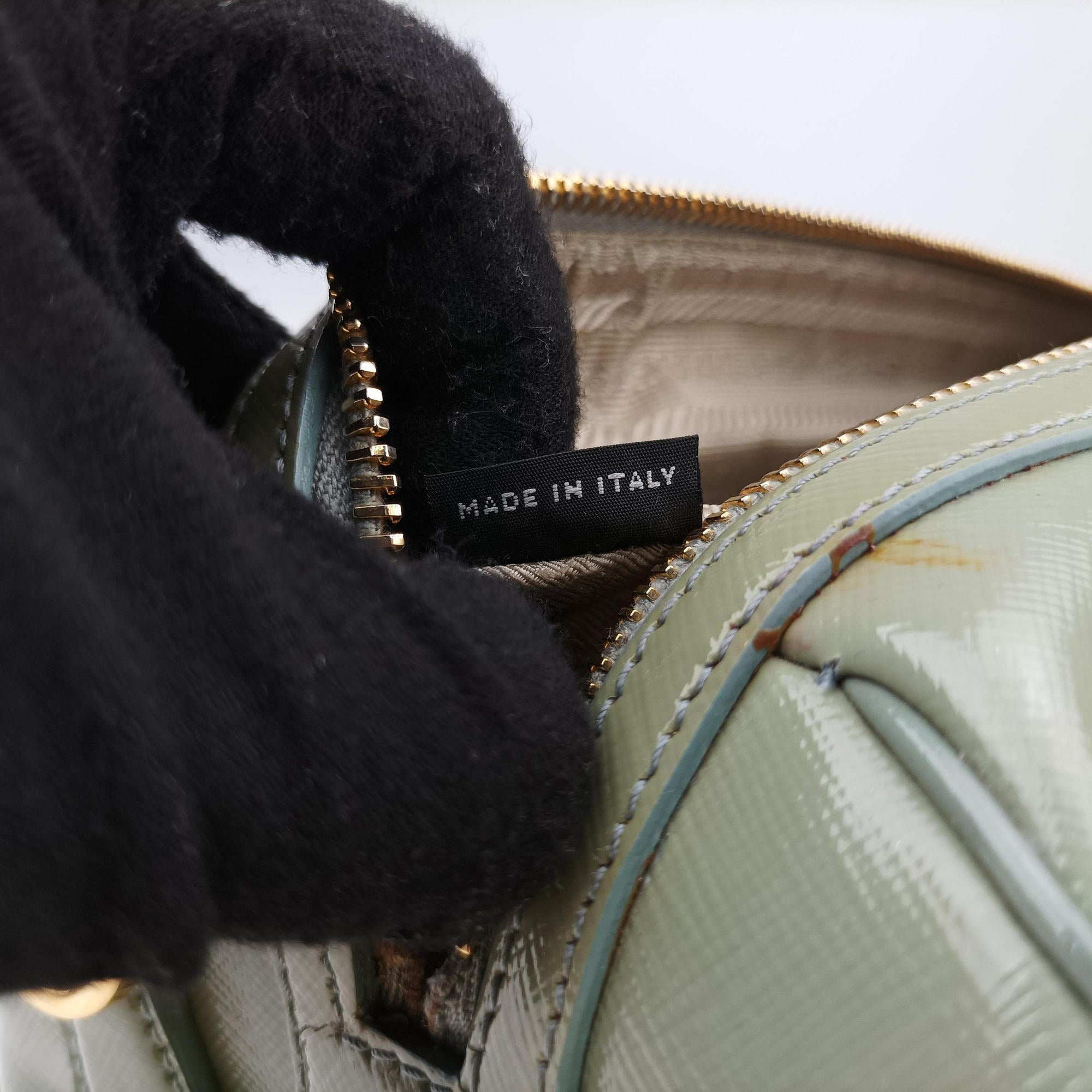 Bowling Bag Green Patent SAFFIANO Leather BL0797 214ボウリングバッグ グリーン パテント サフィアーノレザー BL0797 214