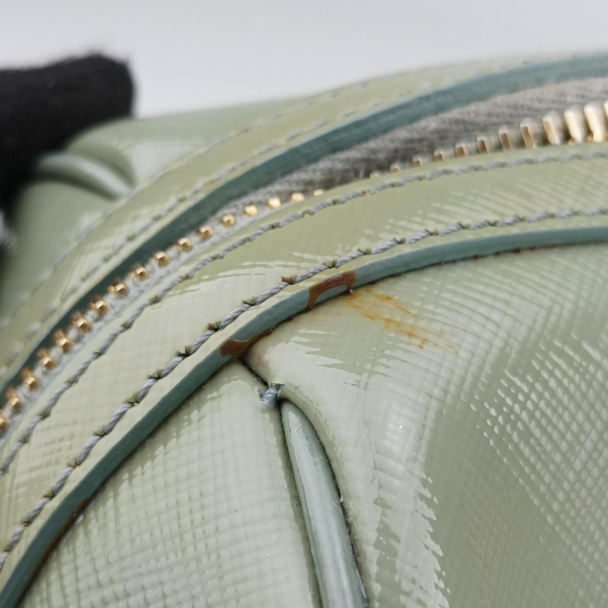 Bowling Bag Green Patent SAFFIANO Leather BL0797 214ボウリングバッグ グリーン パテント サフィアーノレザー BL0797 214