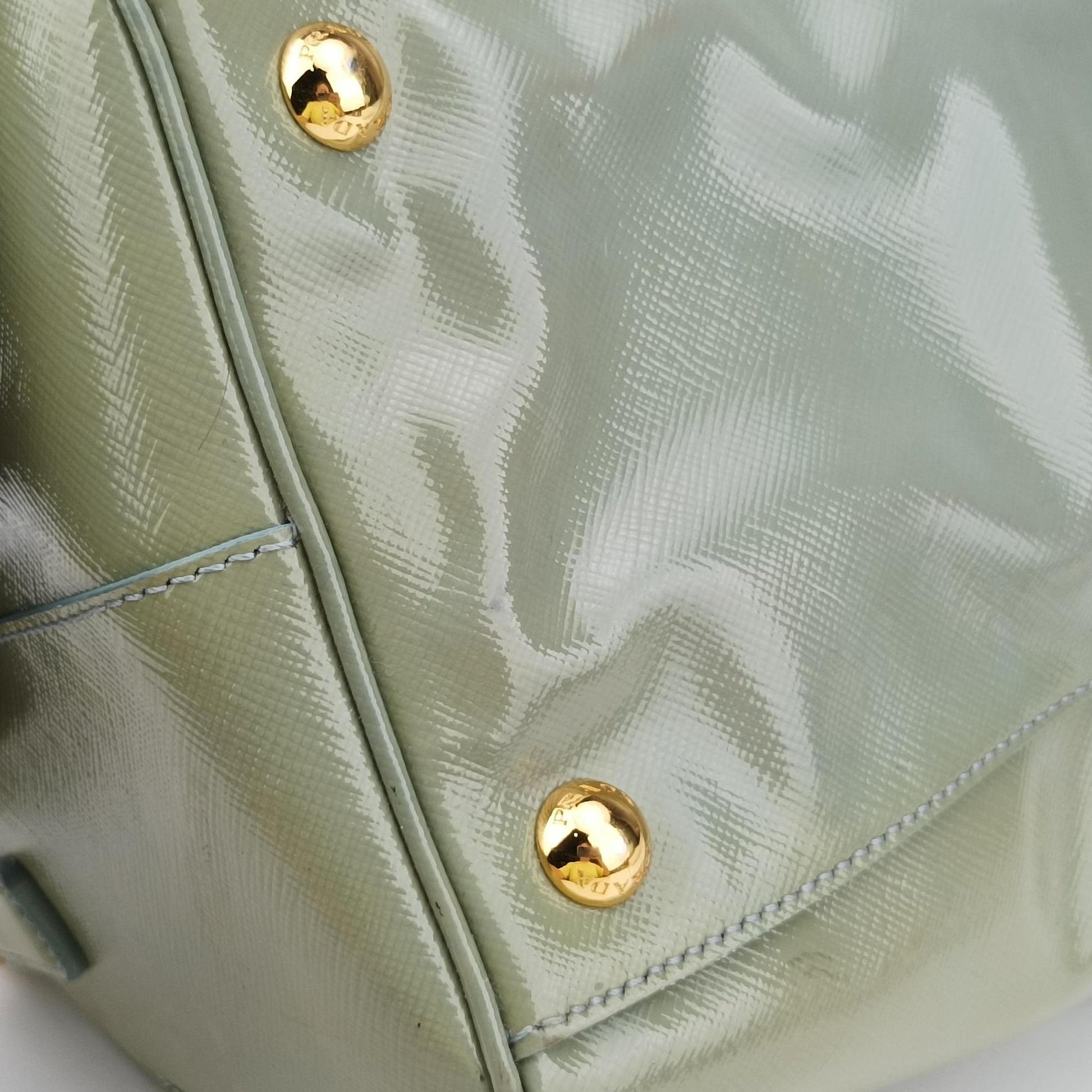 Bowling Bag Green Patent SAFFIANO Leather BL0797 214ボウリングバッグ グリーン パテント サフィアーノレザー BL0797 214