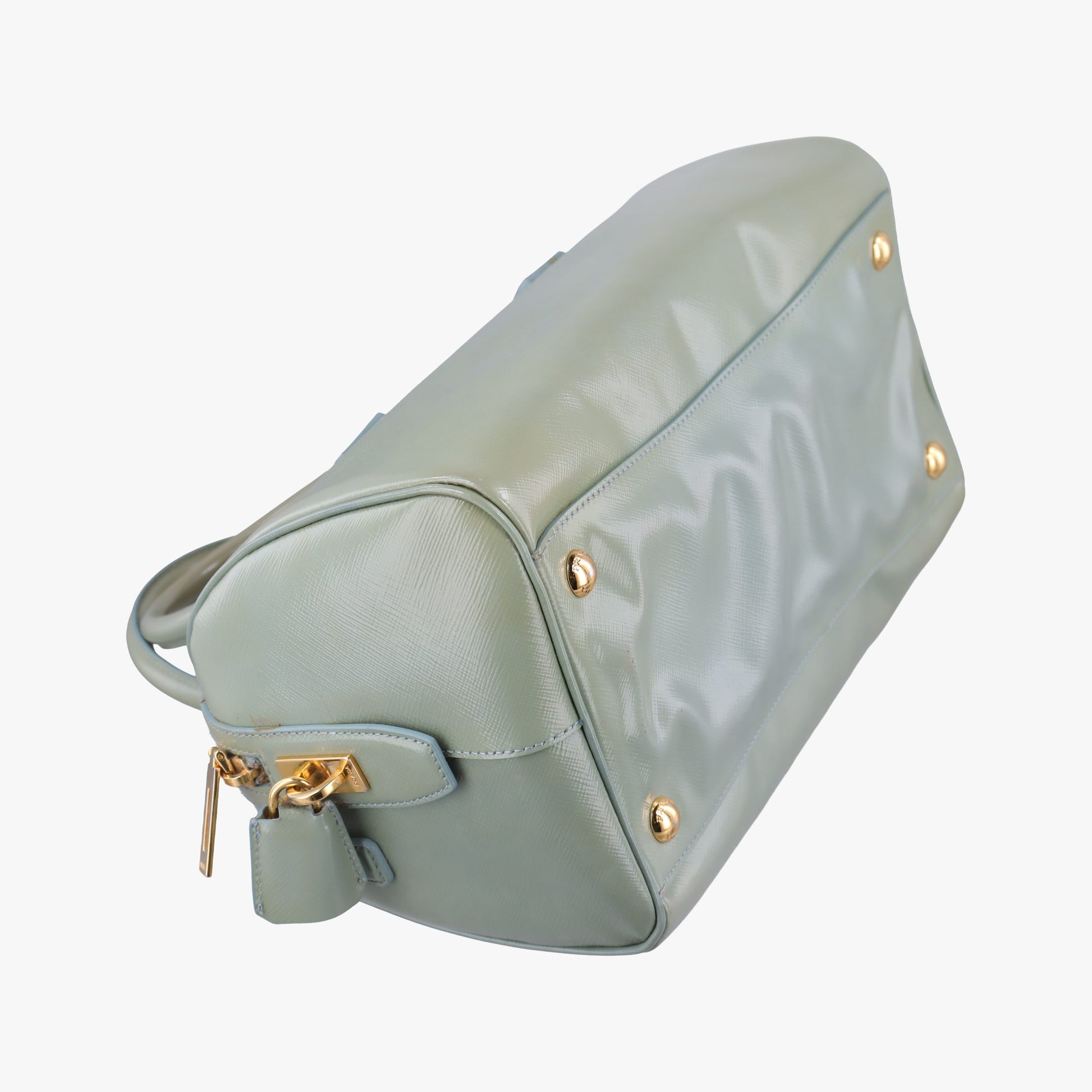 Bowling Bag Green Patent SAFFIANO Leather BL0797 214ボウリングバッグ グリーン パテント サフィアーノレザー BL0797 214