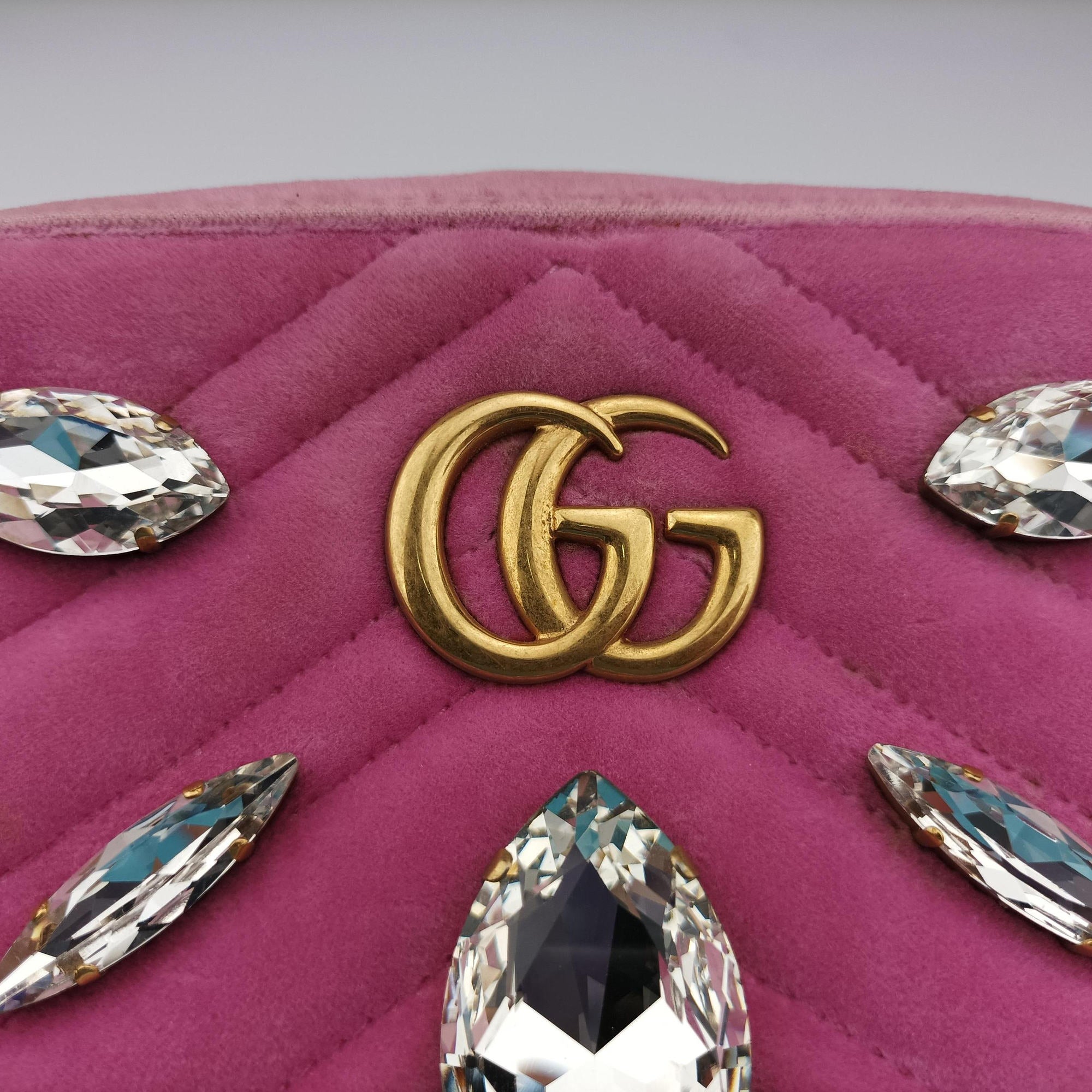 GG Marmont Pink velour 448065 I023189020GGマーモント ピンク ベロア 448065 I023189020