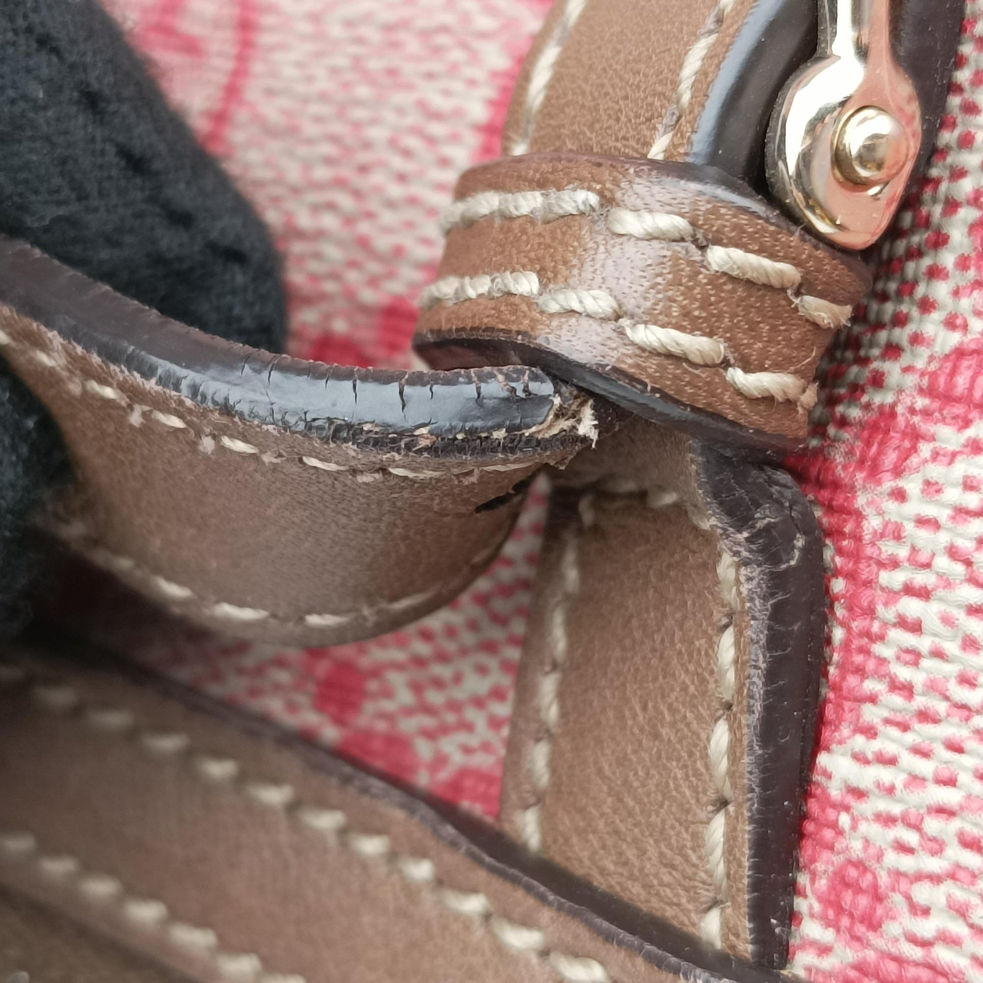 Microguccissima Joy Red×Brown Coated canvas×Leather 322231 I014381574マイクログッチシマ レッド×ブラウン コーティングキャンバスx レザー 322231 I014381574