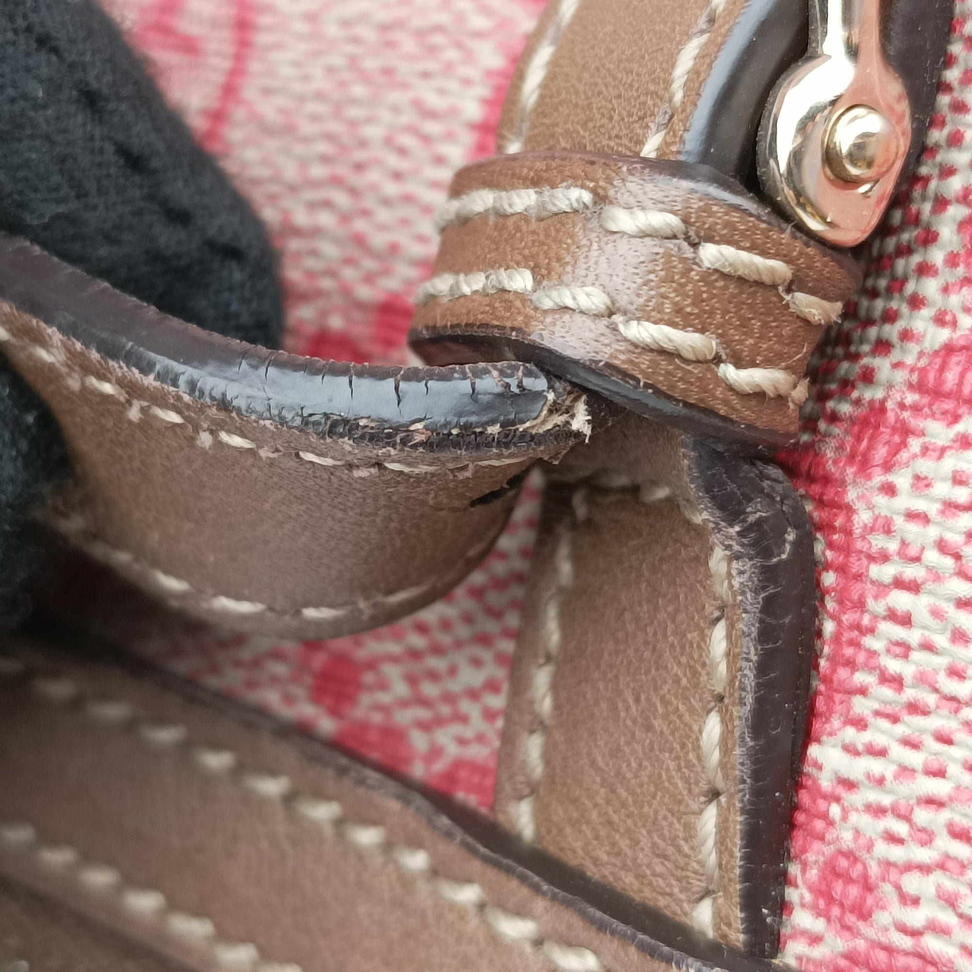 Microguccissima Joy Red×Brown Coated canvas×Leather 322231 I014381574マイクログッチシマ レッド×ブラウン コーティングキャンバスx レザー 322231 I014381574