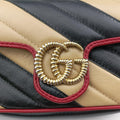 GG Marmont Black×Beige×Red Leather 574969 GGマーモント ブラック×ベージュ×レッド レザー 574969 