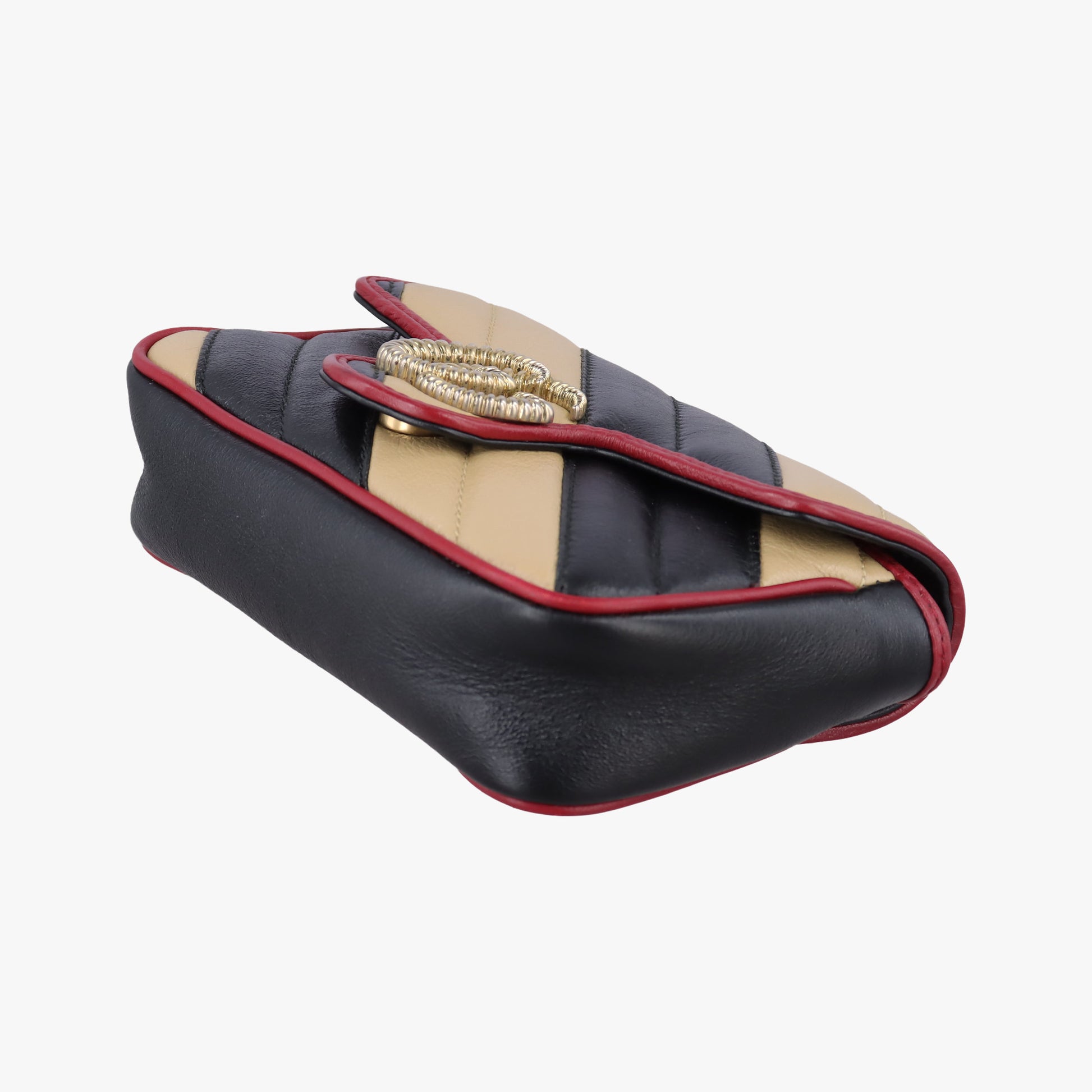 GG Marmont Black×Beige×Red Leather 574969 GGマーモント ブラック×ベージュ×レッド レザー 574969 