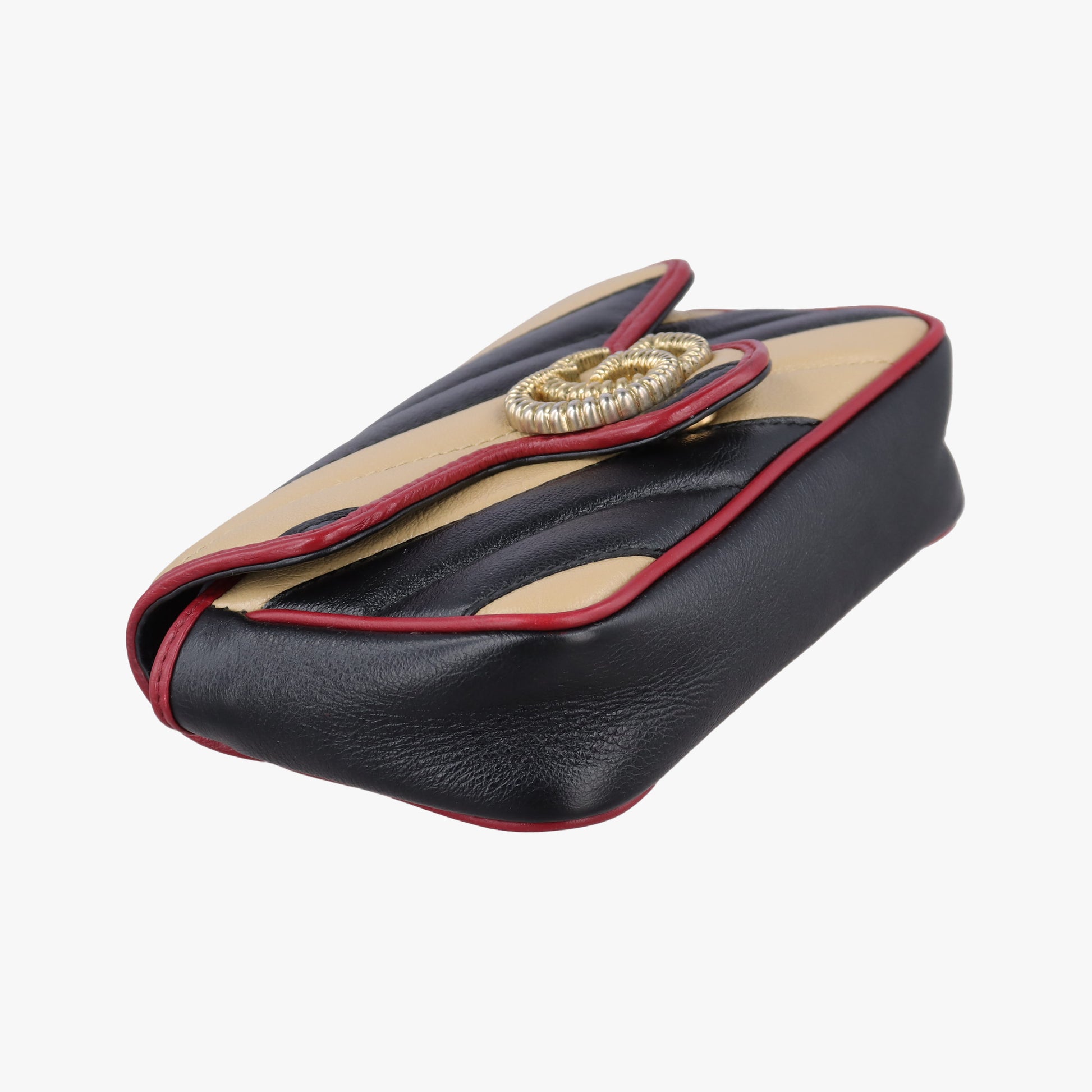 GG Marmont Black×Beige×Red Leather 574969 GGマーモント ブラック×ベージュ×レッド レザー 574969 