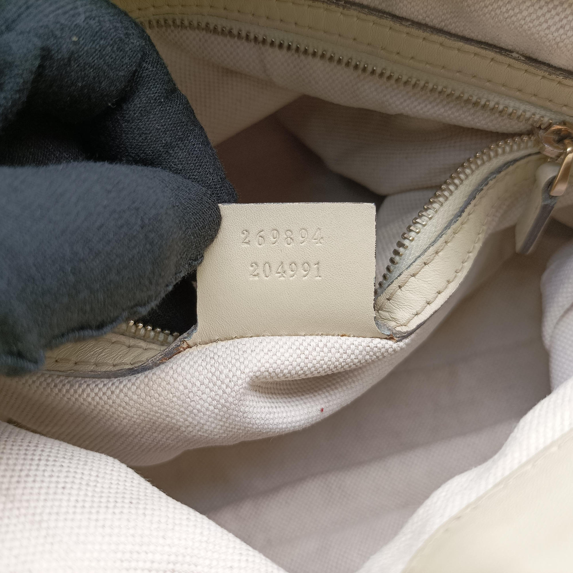 Mayfair Bow Tote beige x White Canvas × Leather 257349 C9366033メイフェア ボウ トート ベージュ×ホワイト キャンバス×レザー 257349 C9366033