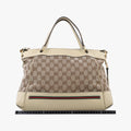 Mayfair Bow Tote beige x White Canvas × Leather 257349 C9366033メイフェア ボウ トート ベージュ×ホワイト キャンバス×レザー 257349 C9366033
