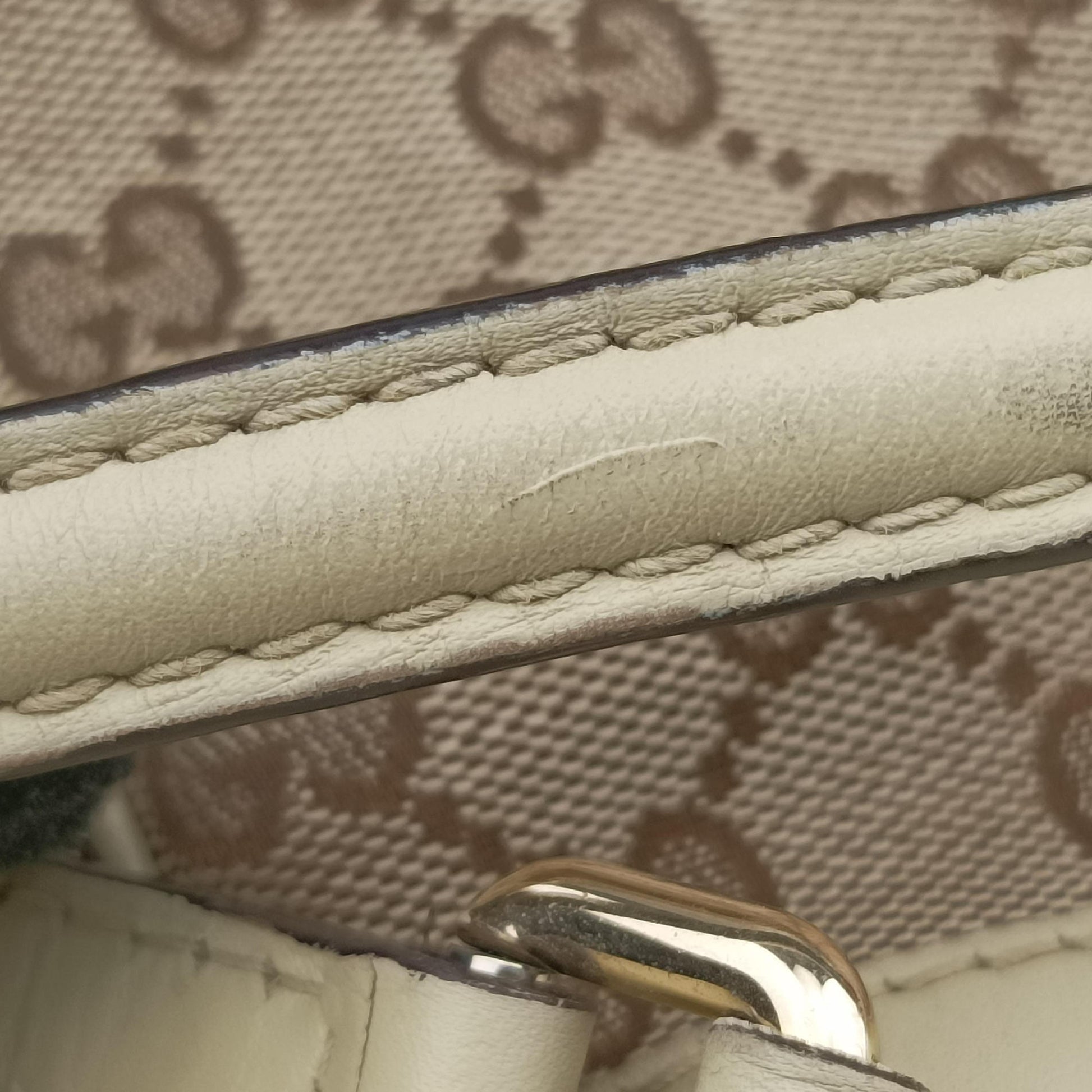 Mayfair Bow Tote beige x White Canvas × Leather 257349 C9366033メイフェア ボウ トート ベージュ×ホワイト キャンバス×レザー 257349 C9366033