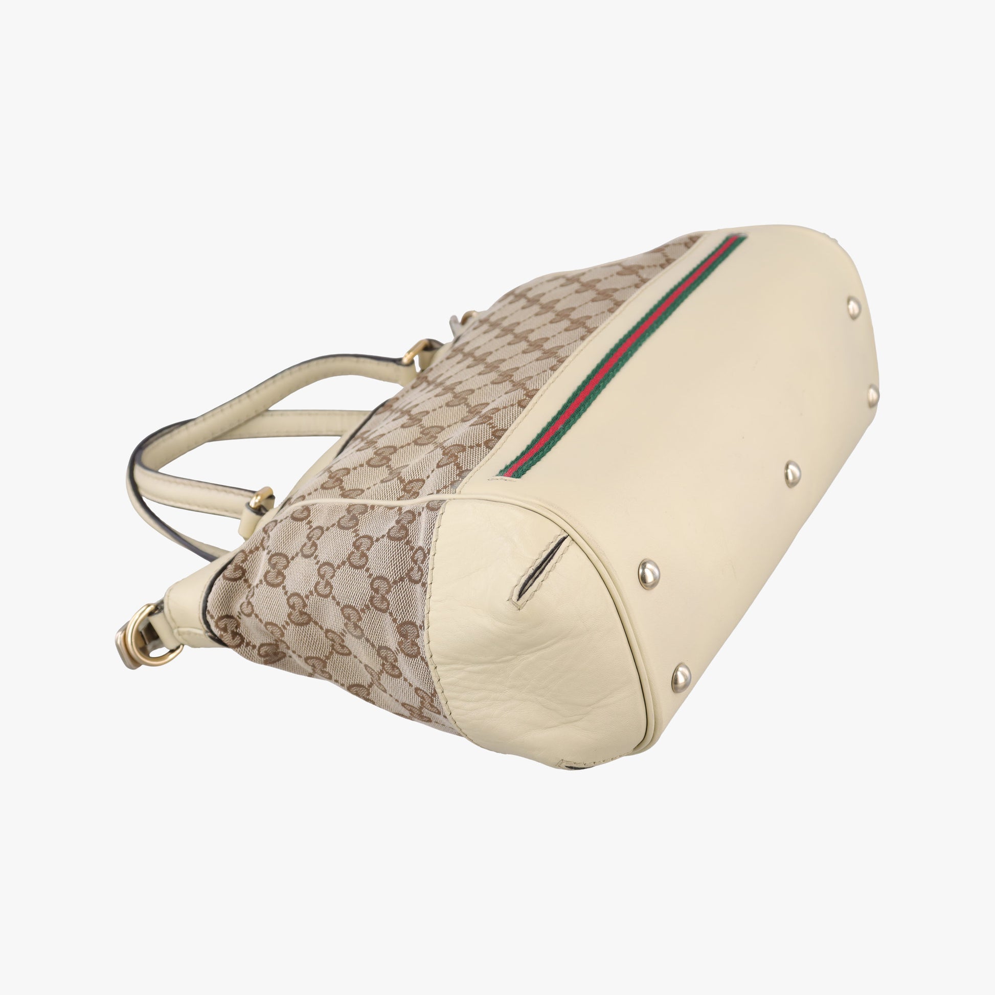 Mayfair Bow Tote beige x White Canvas × Leather 257349 C9366033メイフェア ボウ トート ベージュ×ホワイト キャンバス×レザー 257349 C9366033