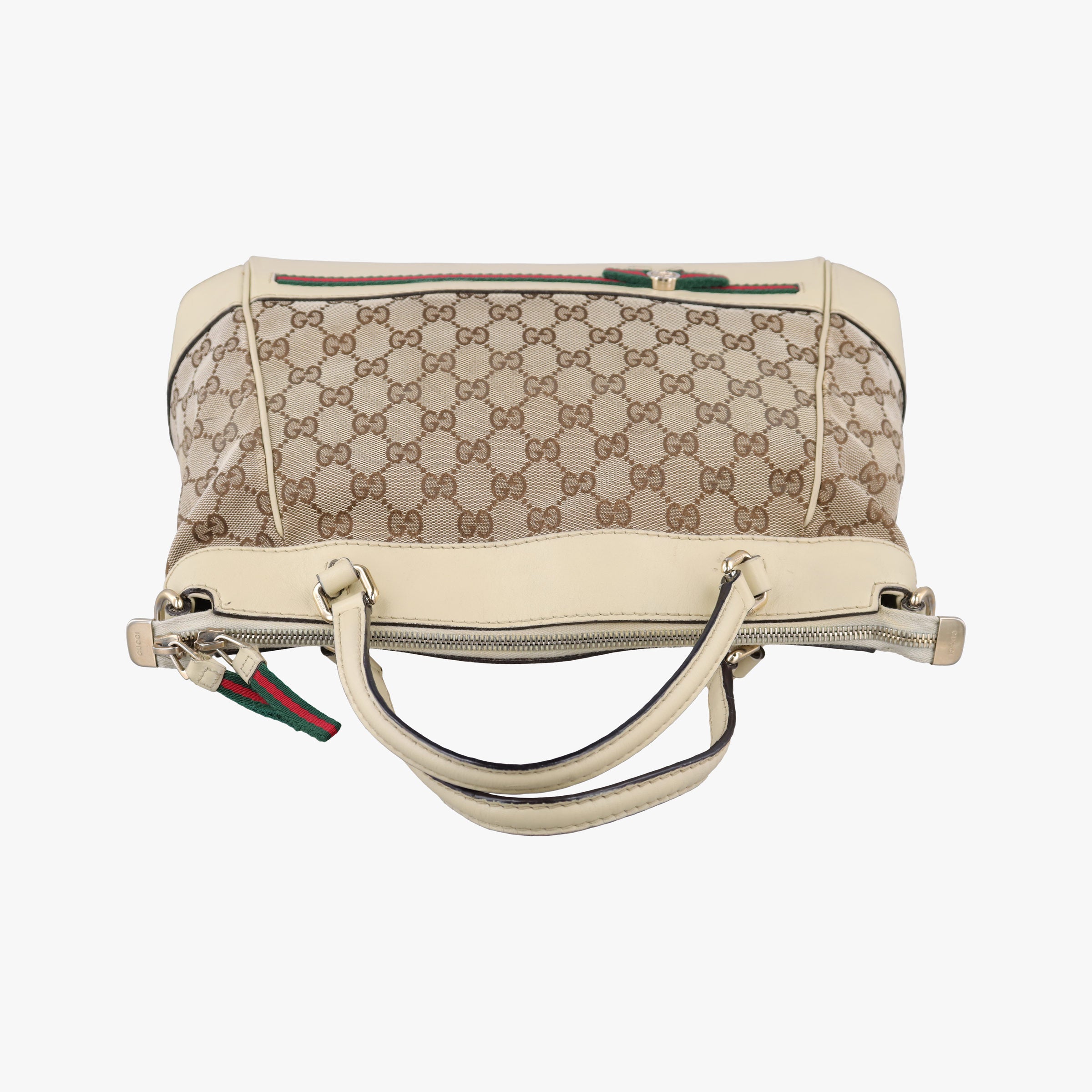 Mayfair Bow Tote beige x White Canvas × Leather 257349 C9366033メイフェア ボウ トート ベージュ×ホワイト キャンバス×レザー 257349 C9366033
