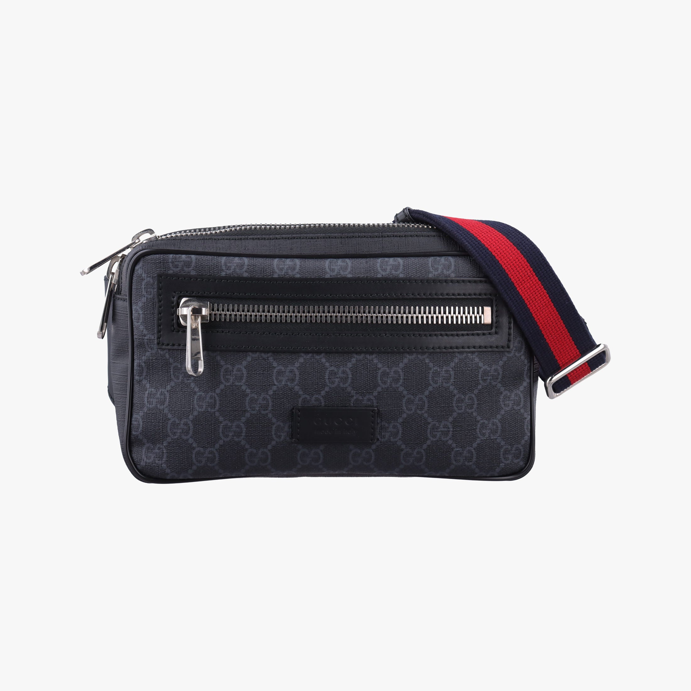 Night Courrier badge embellished Navy x Black PVC coated canvas 474293 E030376724ソフト GGスプリーム タイガー ネイビー×ブラック PVCコーティングキャンバス 474293 E030376724