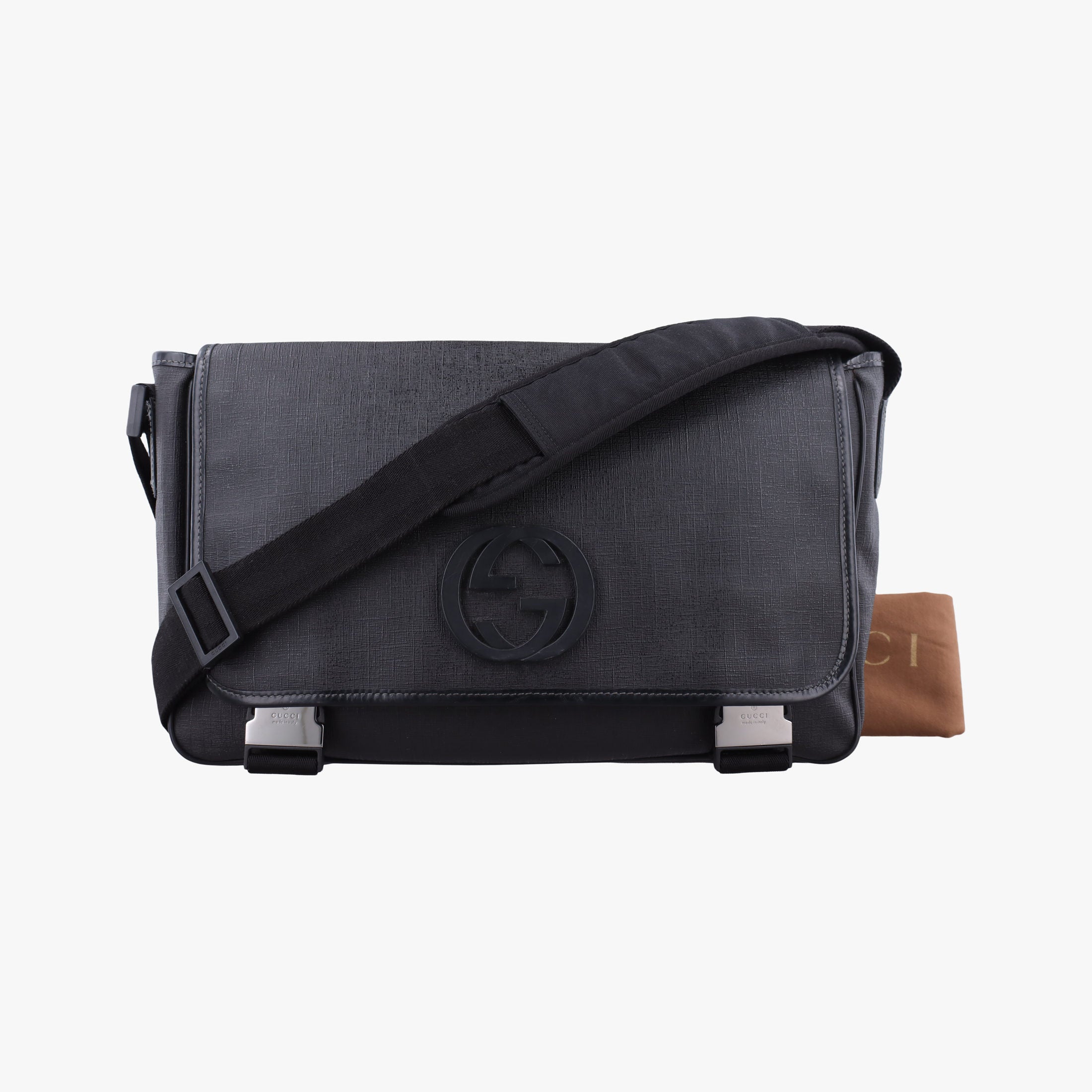 Interlocking G Messenger Black PVC coated canvas 223661 D8872325インターロッキングGメッセンジャー ブラック PVCコーティングキャンバス 223661 D8872325