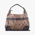GG Crystal Beige × Brown PVC coated canvas ×Leather Trim 223965 A4970781GG クリスタル ベージュ× ブラウン PVCコーティングキャンバス × レザー 223965 A4970781