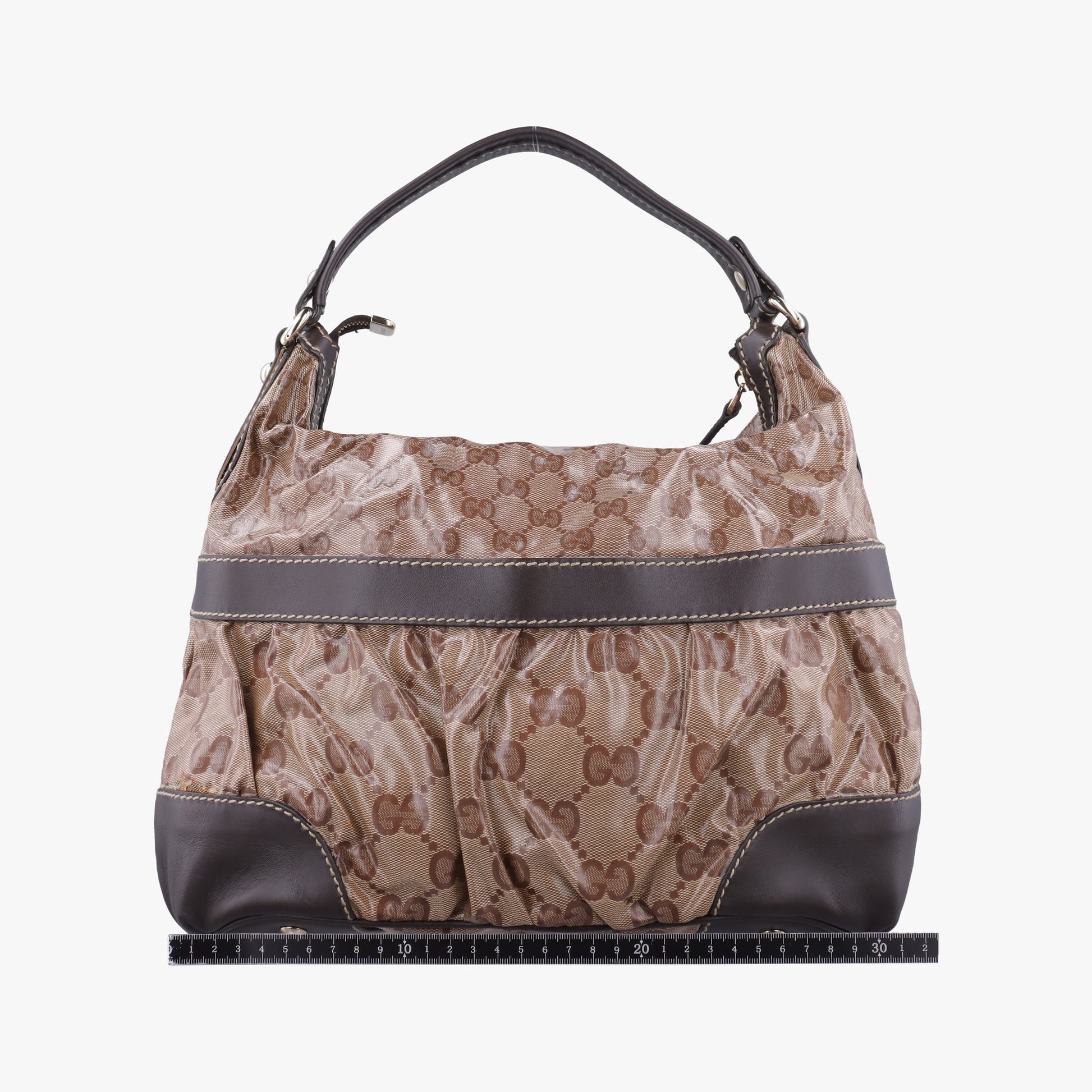 GG Crystal Beige × Brown PVC coated canvas ×Leather Trim 223965 A4970781GG クリスタル ベージュ× ブラウン PVCコーティングキャンバス × レザー 223965 A4970781