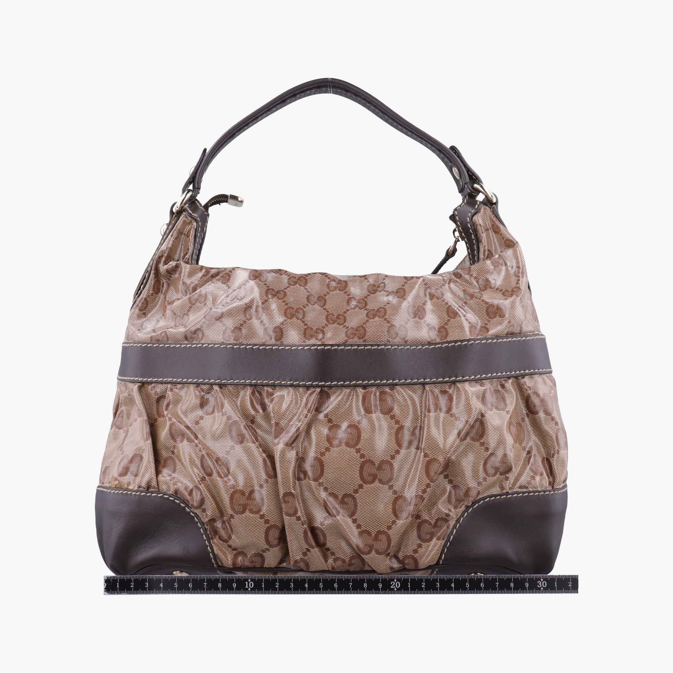 GG Crystal Beige × Brown PVC coated canvas ×Leather Trim 223965 A4970781GG クリスタル ベージュ× ブラウン PVCコーティングキャンバス × レザー 223965 A4970781