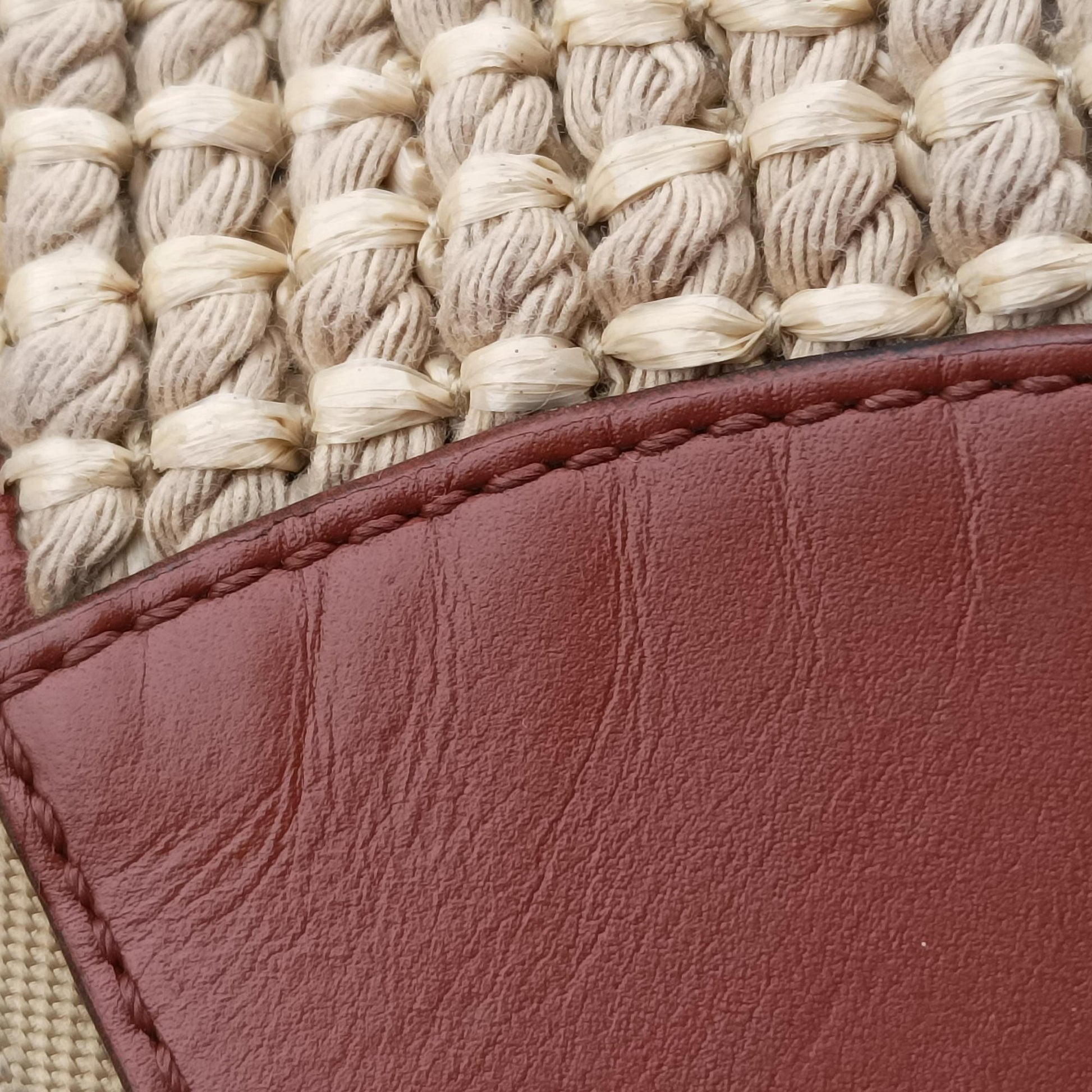 Hammock Small Brown×Beige Leather×Raffia 061701ハンモック スモール ブラウン×ベージュ レザー×ラフィア 061701