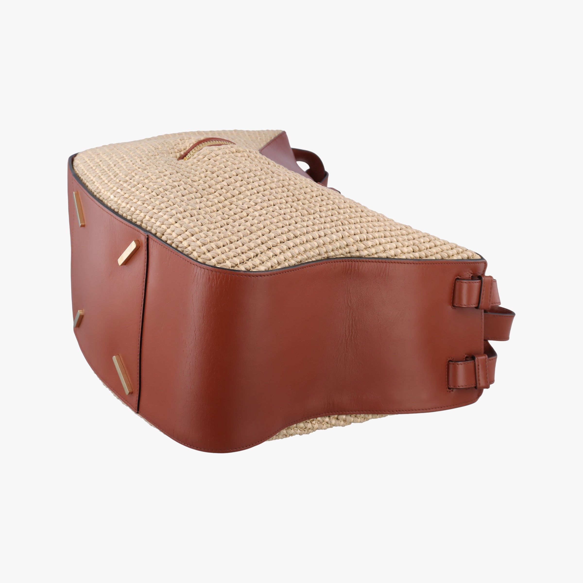 Hammock Small Brown×Beige Leather×Raffia 061701ハンモック スモール ブラウン×ベージュ レザー×ラフィア 061701