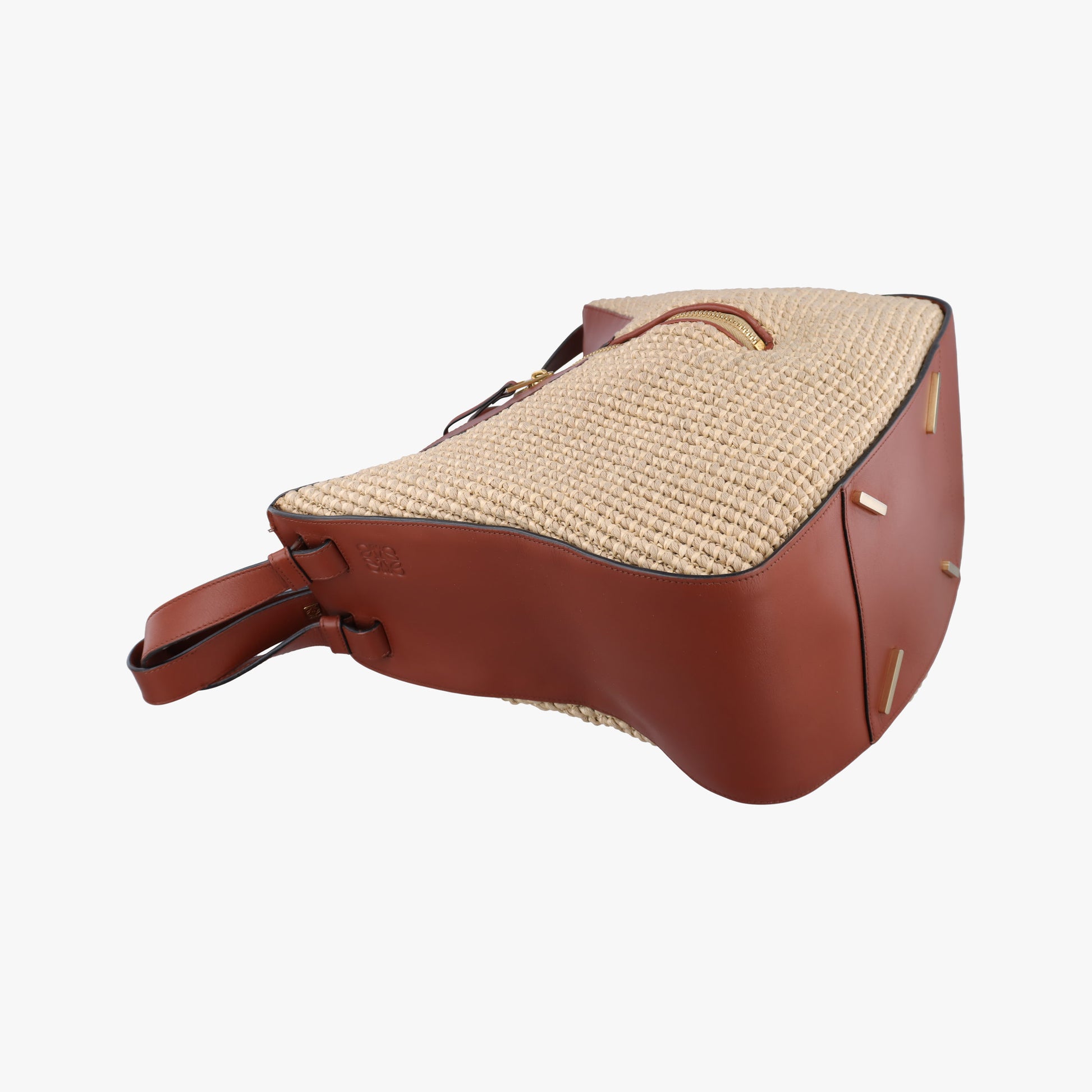 Hammock Small Brown×Beige Leather×Raffia 061701ハンモック スモール ブラウン×ベージュ レザー×ラフィア 061701