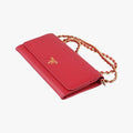 Metal Wallet on Chain Cornflower Clutch Red Saffiano Leather 1MT290 181メタル ウォレット オン チェーン コーンフラワー クラッチ レッド サフィアーノレザー 1MT290 181