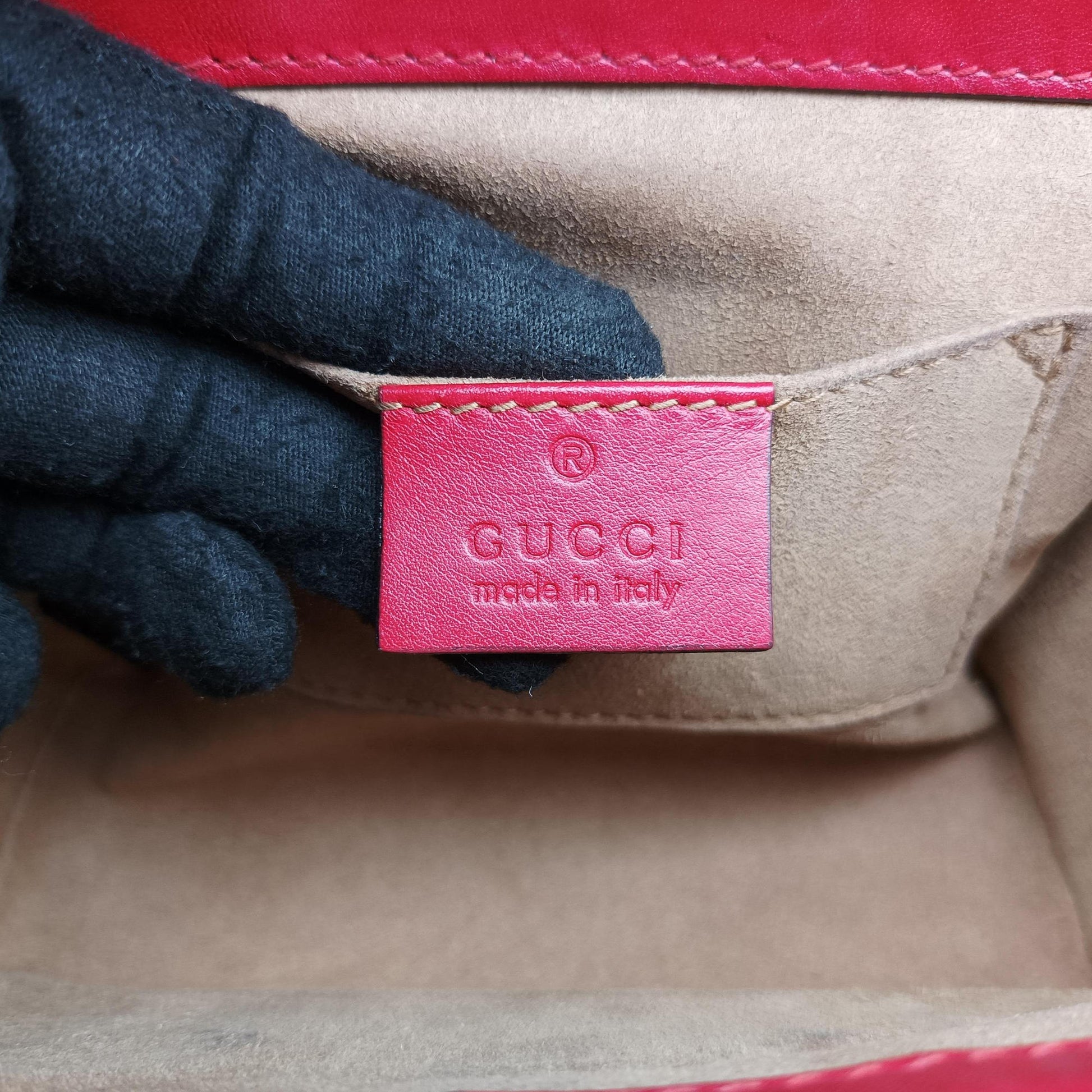 Padlock beige×red×pink PVC coated canvas×Leather 409487 F020695967パドロック ベージュ×レッド×ピンク PVCコーティングキャンバス×レザー 409487 F020695967