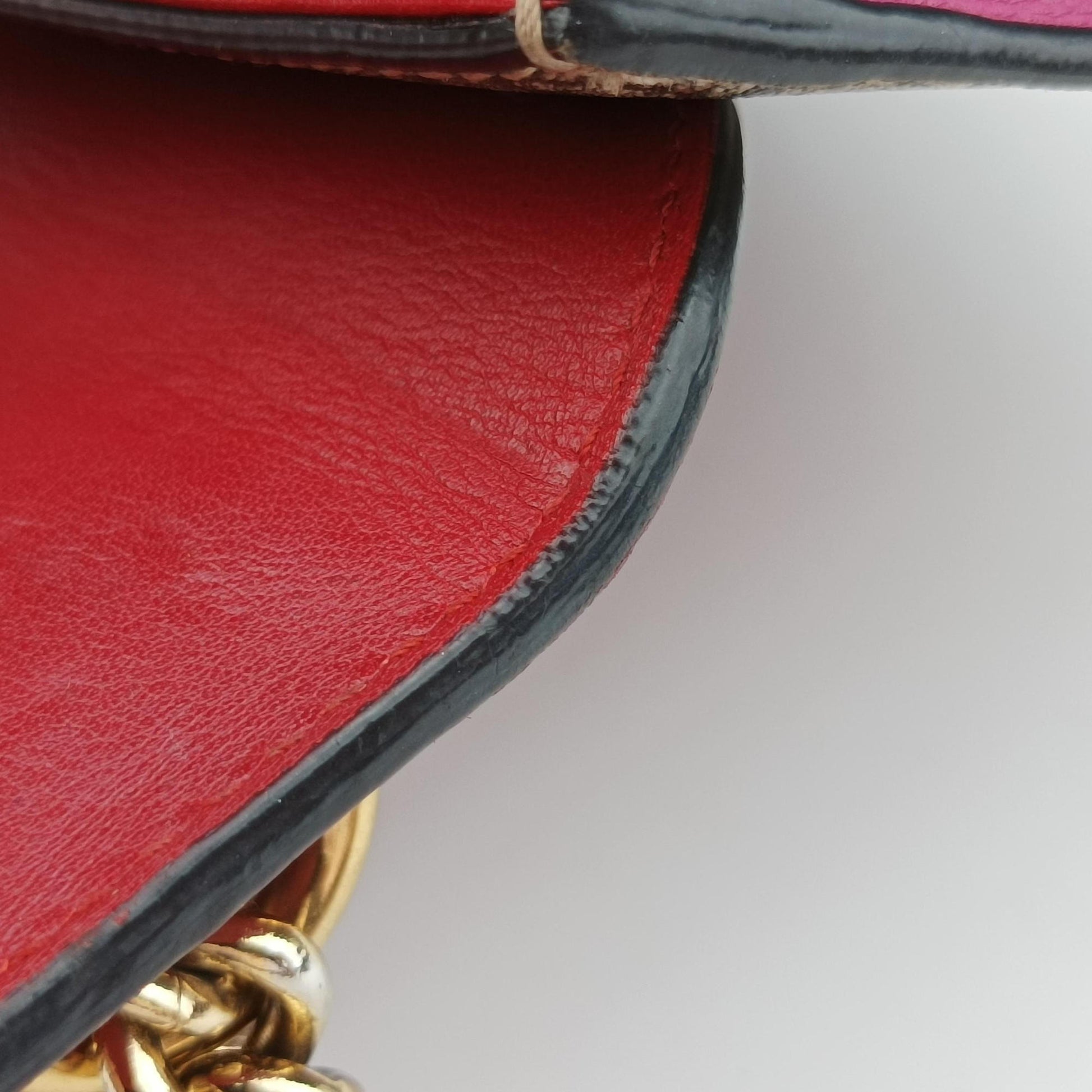 Padlock beige×red×pink PVC coated canvas×Leather 409487 F020695967パドロック ベージュ×レッド×ピンク PVCコーティングキャンバス×レザー 409487 F020695967