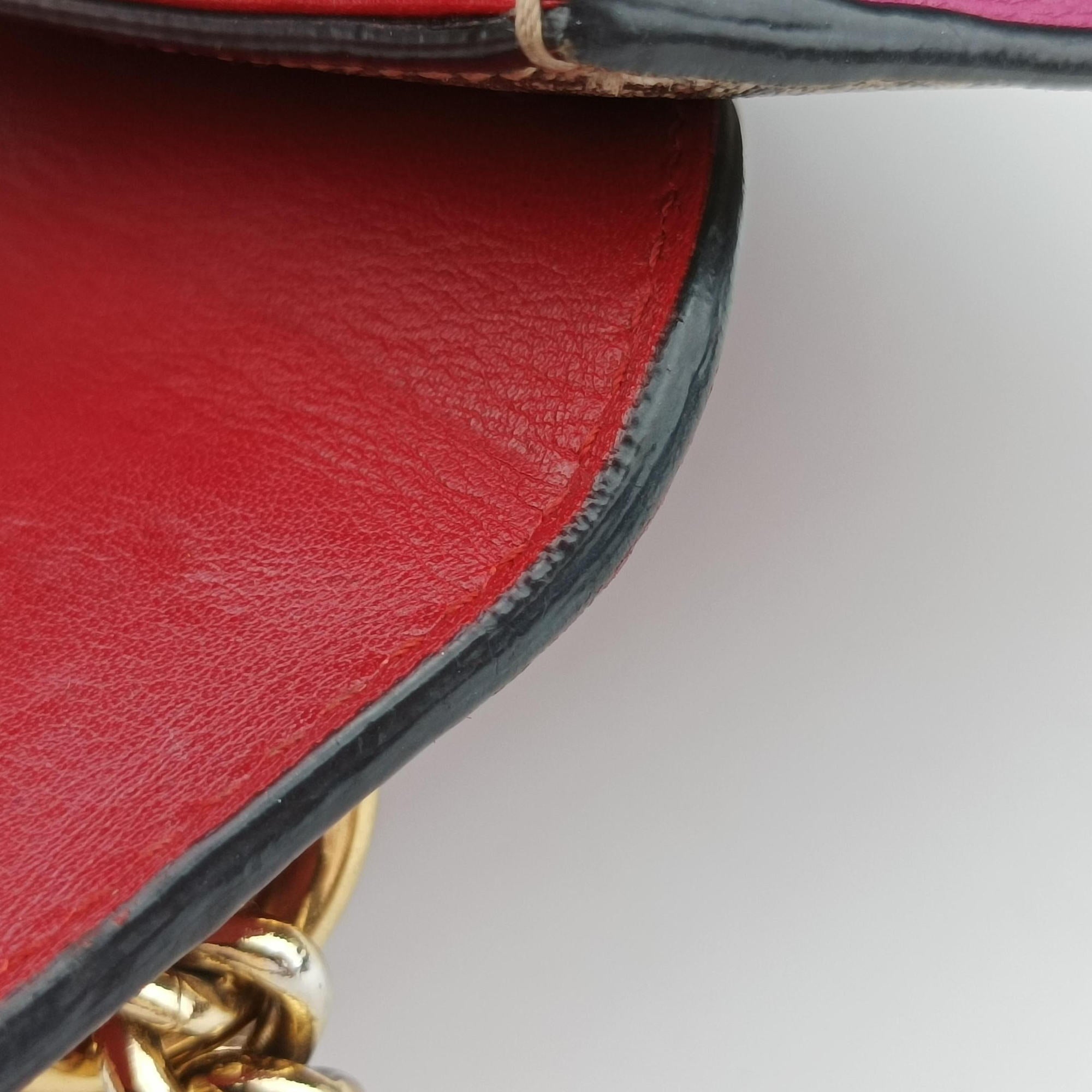 Padlock beige×red×pink PVC coated canvas×Leather 409487 F020695967パドロック ベージュ×レッド×ピンク PVCコーティングキャンバス×レザー 409487 F020695967