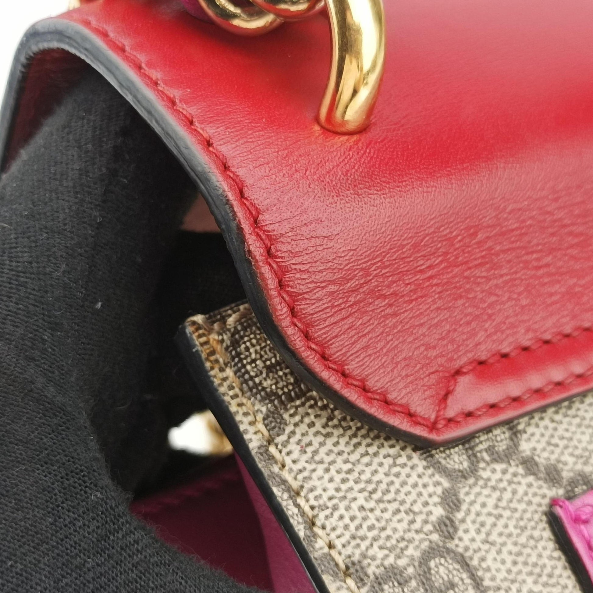 Padlock beige×red×pink PVC coated canvas×Leather 409487 F020695967パドロック ベージュ×レッド×ピンク PVCコーティングキャンバス×レザー 409487 F020695967