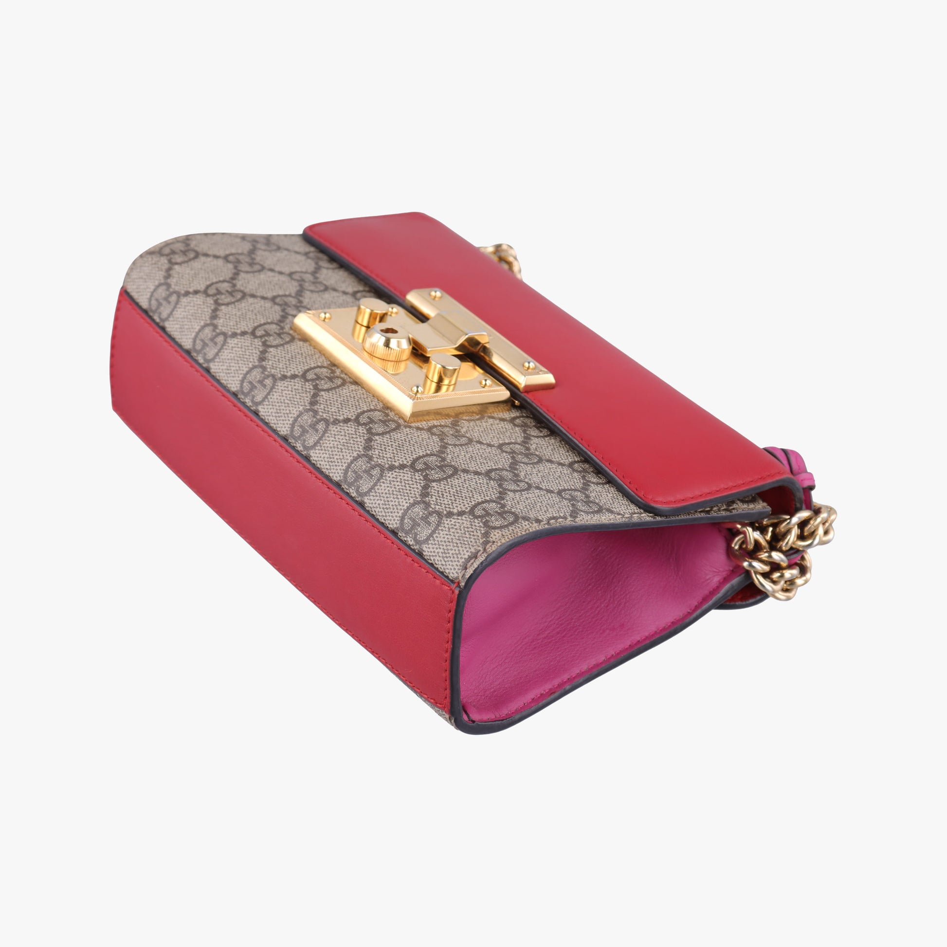 Padlock beige×red×pink PVC coated canvas×Leather 409487 F020695967パドロック ベージュ×レッド×ピンク PVCコーティングキャンバス×レザー 409487 F020695967