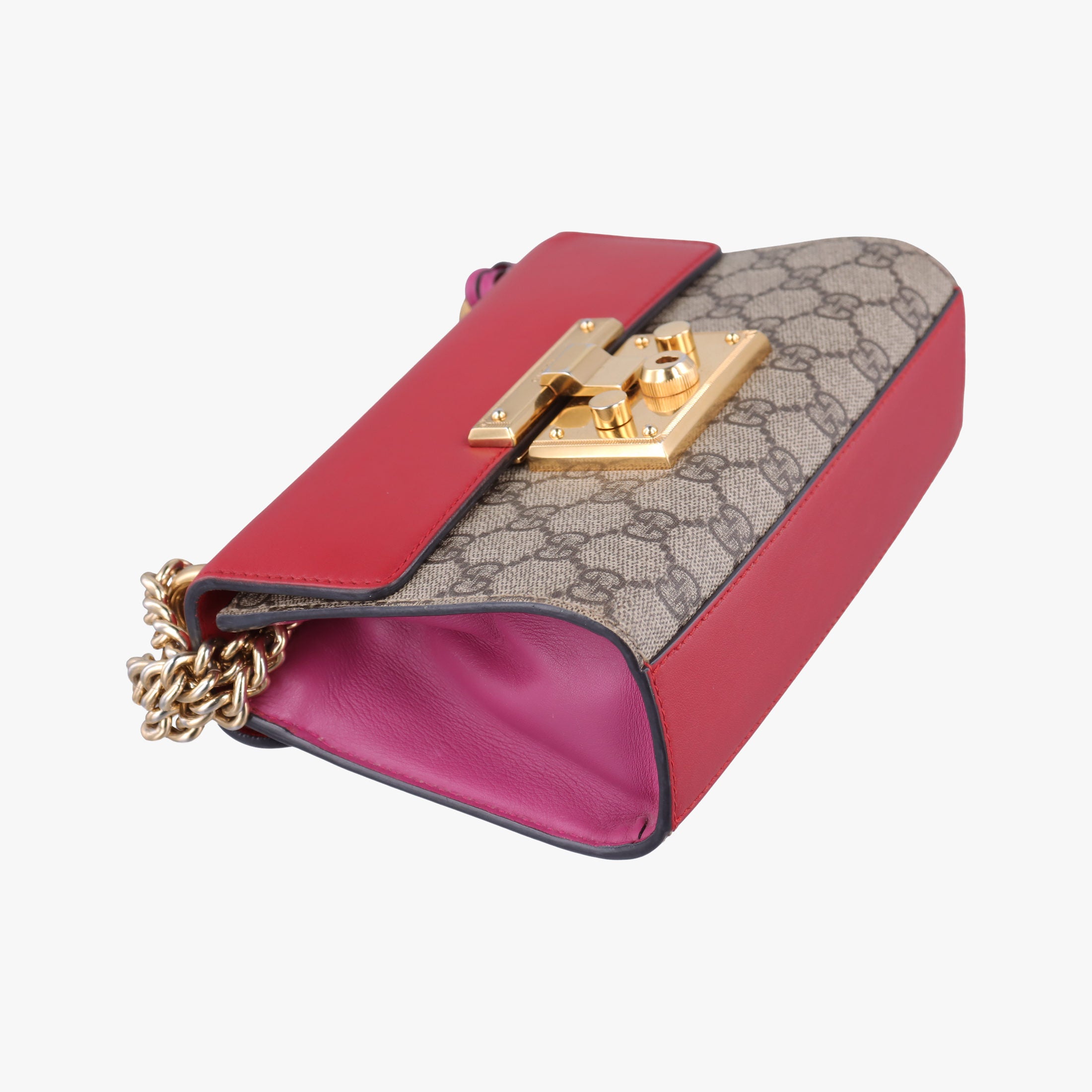 Padlock beige×red×pink PVC coated canvas×Leather 409487 F020695967パドロック ベージュ×レッド×ピンク PVCコーティングキャンバス×レザー 409487 F020695967