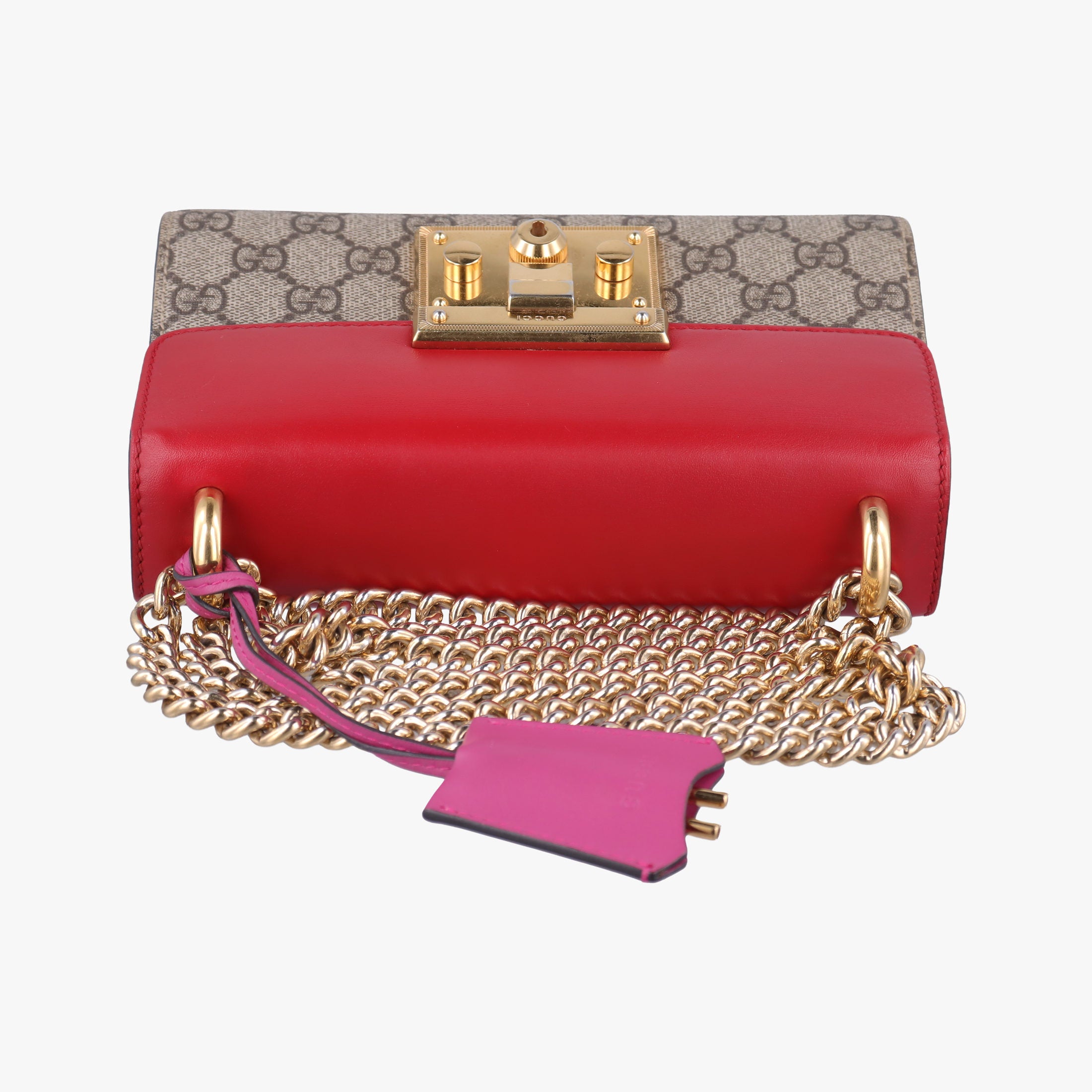 Padlock beige×red×pink PVC coated canvas×Leather 409487 F020695967パドロック ベージュ×レッド×ピンク PVCコーティングキャンバス×レザー 409487 F020695967
