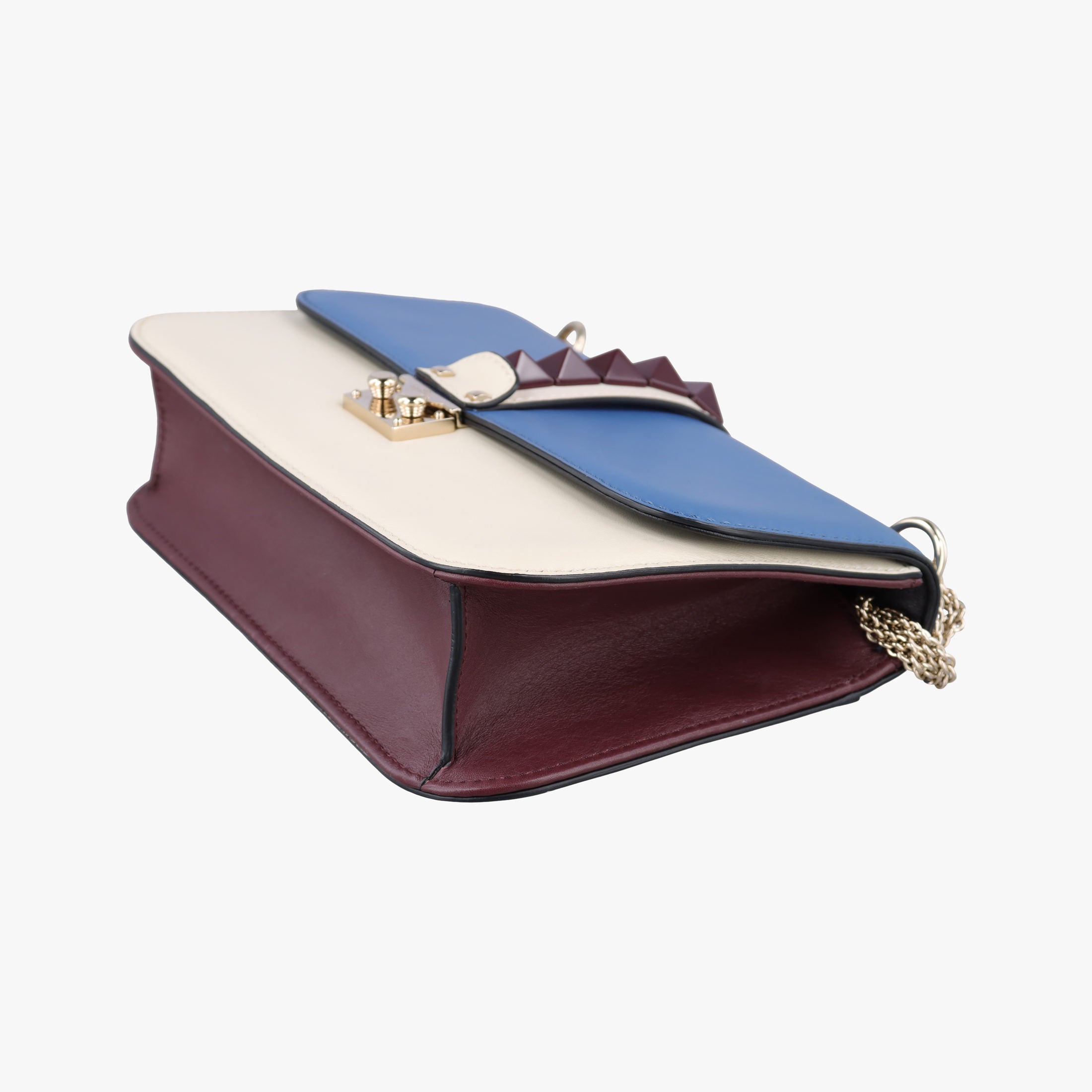 Rockstud Glam Lock White × Blue Leather BL-I398VHE0ロックスタッズグラムロックスモール ホワイト × ブルー レザー BL-I398VHE0