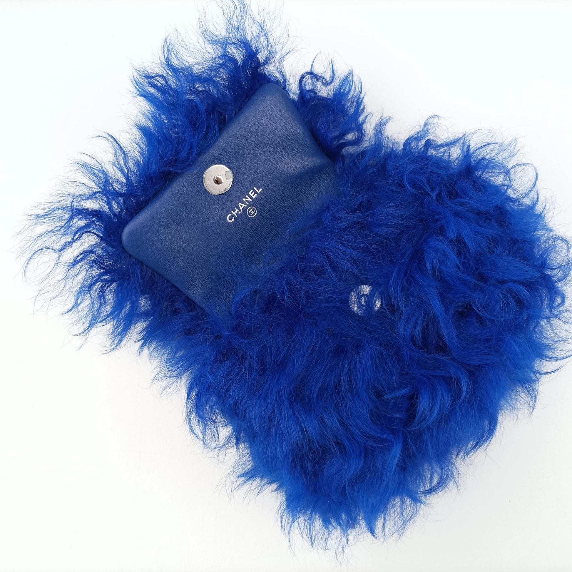 Shearling CC Hook Card Holder Blue wool AP2397 31690490シアリングCCフックカードホルダー ブルー ウール AP2397 31690490