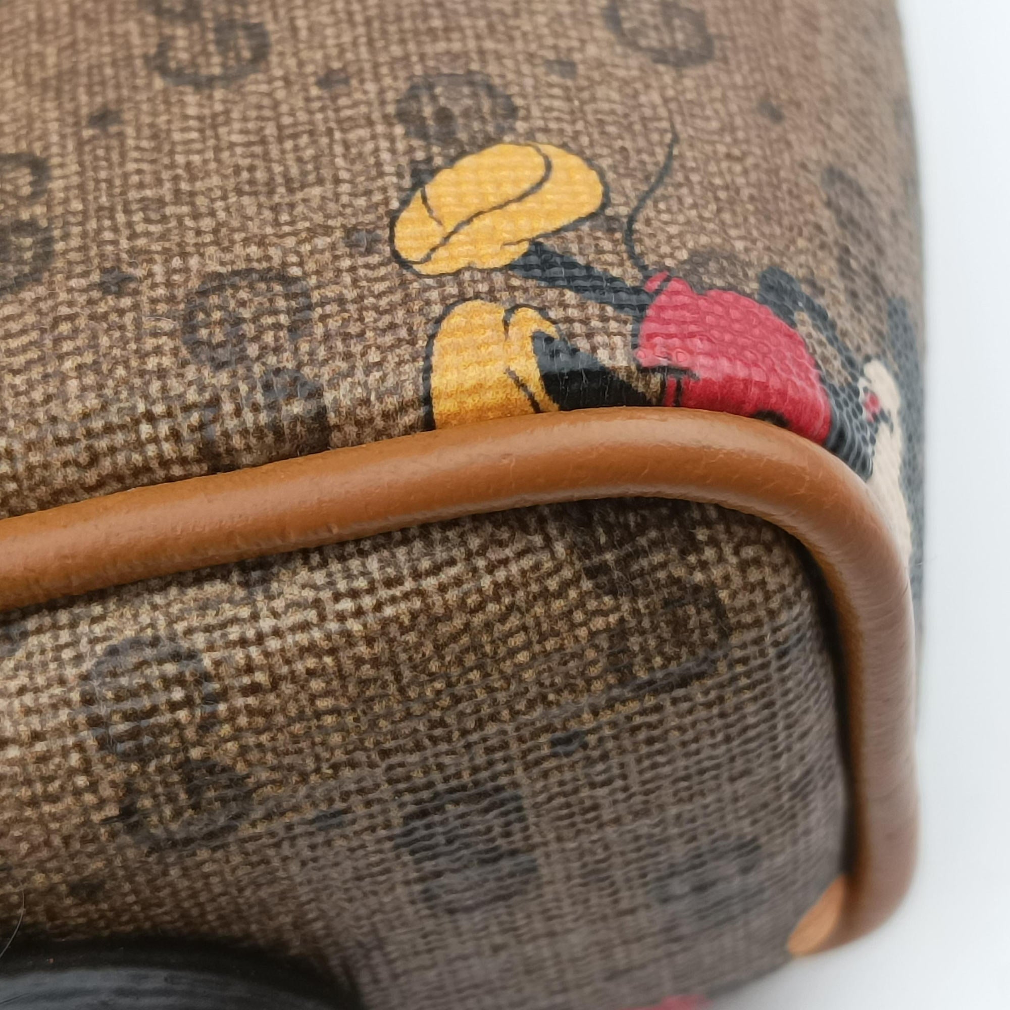 Mickey Mouse Disney collaboration Brown×Multicolour PVC coated canvas×leather 602536 ミッキーマウス ディズニーコラボ ブラウン×マルチカラー PVCコーティングキャンバス×レザー 602536 
