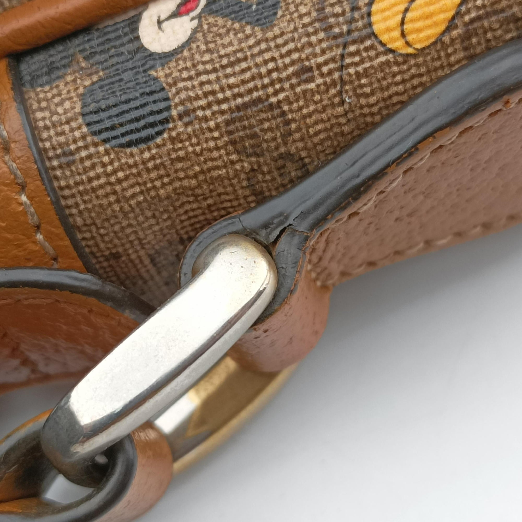 Mickey Mouse Disney collaboration Brown×Multicolour PVC coated canvas×leather 602536 ミッキーマウス ディズニーコラボ ブラウン×マルチカラー PVCコーティングキャンバス×レザー 602536 