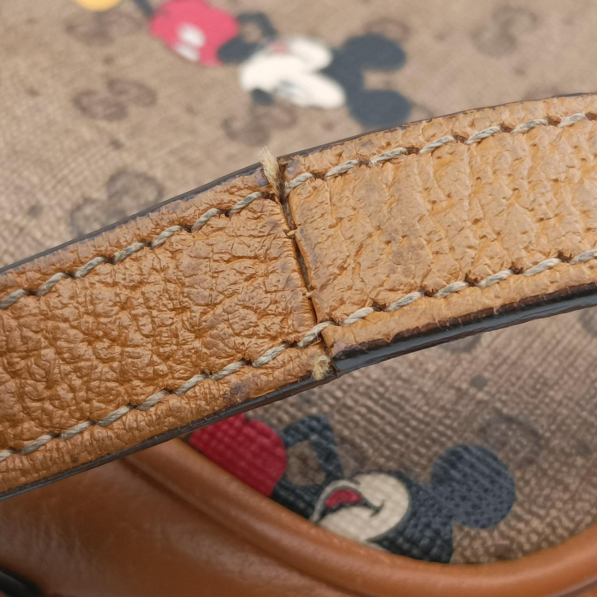 Mickey Mouse Disney collaboration Brown×Multicolour PVC coated canvas×leather 602536 ミッキーマウス ディズニーコラボ ブラウン×マルチカラー PVCコーティングキャンバス×レザー 602536 