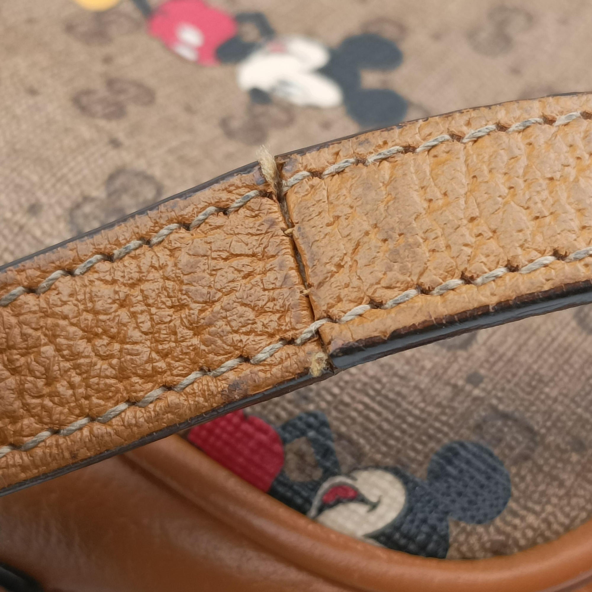 Mickey Mouse Disney collaboration Brown×Multicolour PVC coated canvas×leather 602536 ミッキーマウス ディズニーコラボ ブラウン×マルチカラー PVCコーティングキャンバス×レザー 602536 