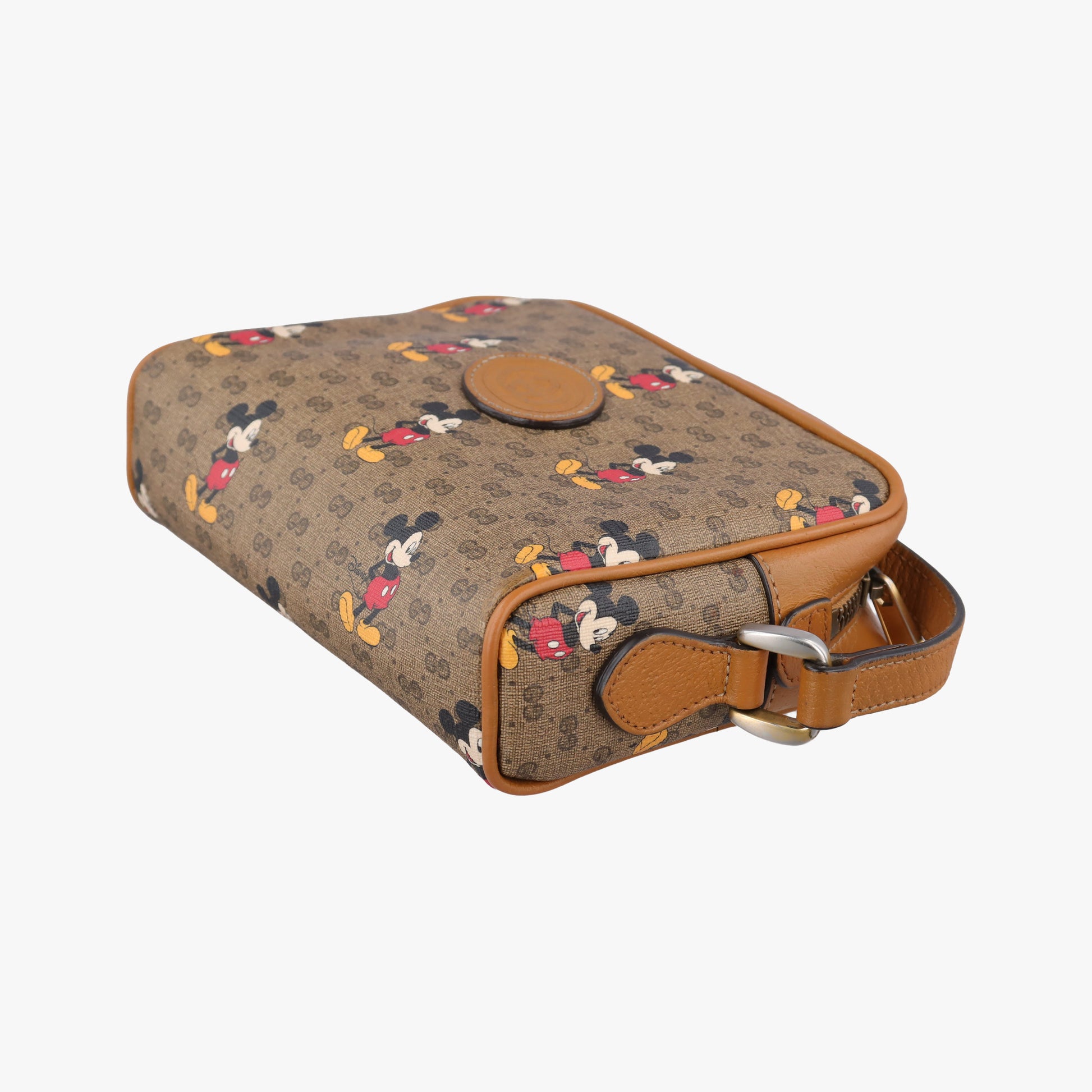 Mickey Mouse Disney collaboration Brown×Multicolour PVC coated canvas×leather 602536 ミッキーマウス ディズニーコラボ ブラウン×マルチカラー PVCコーティングキャンバス×レザー 602536 