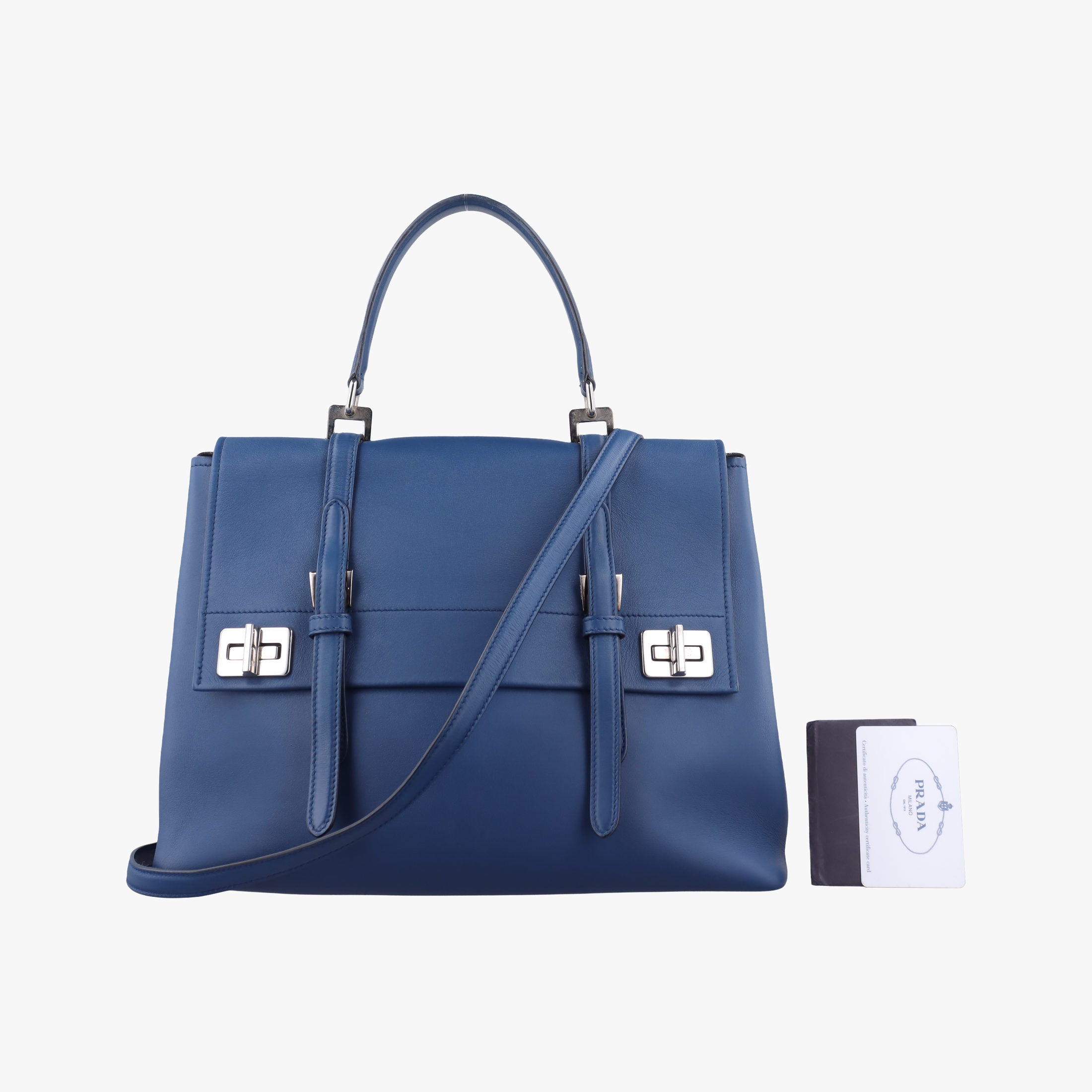Half Flap Double Turn Lock Blue SAFFIANO Leather BN2821 117 Fハーフフラップダブルターンロック ブルー サフィアーノレザー BN2821 117 F
