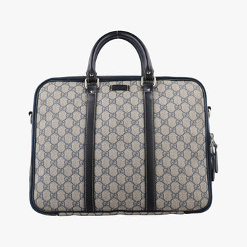 GG Supreme Briefcase Business Beige×Navy PVC coated canvas×Leather 223667 E012328322GGスプリーム ブリーフケース ビジネス ベージュ×ネイビー PVCコーティングキャンバス×レザー 223667 E012328322