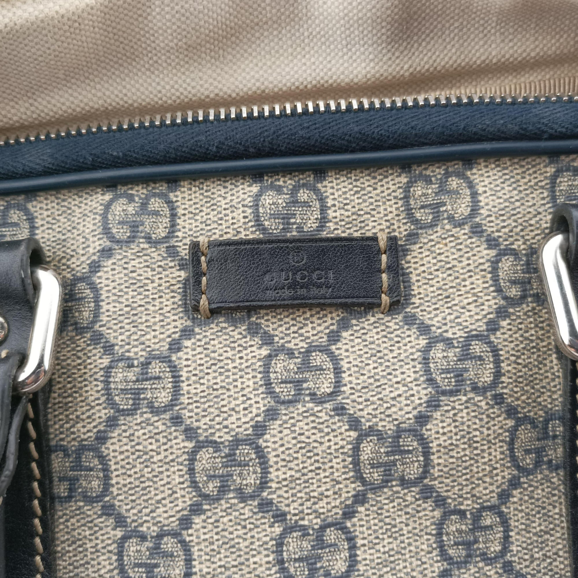 GG Supreme Briefcase Business Beige×Navy PVC coated canvas×Leather 223667 E012328322GGスプリーム ブリーフケース ビジネス ベージュ×ネイビー PVCコーティングキャンバス×レザー 223667 E012328322