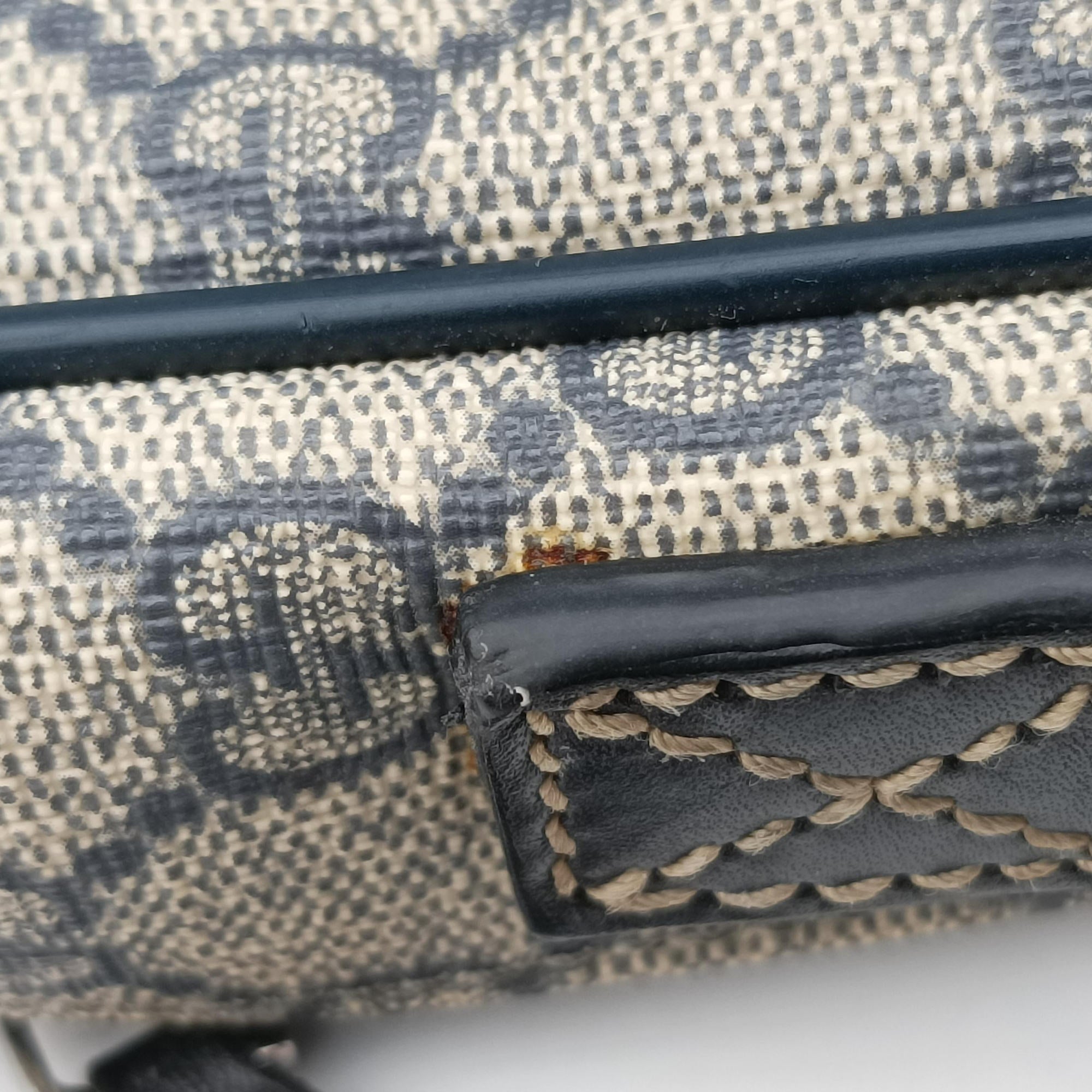 GG Supreme Briefcase Business Beige×Navy PVC coated canvas×Leather 223667 E012328322GGスプリーム ブリーフケース ビジネス ベージュ×ネイビー PVCコーティングキャンバス×レザー 223667 E012328322