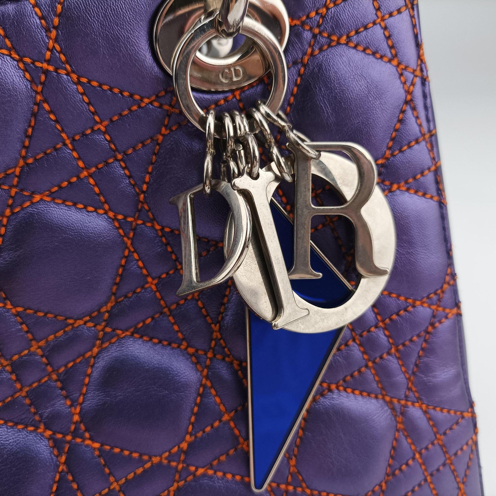 Lady Dior Purple×Orange×Brown Lambskin 15-BO-1111レディディオール パープル×オレンジ×ブラウン ラムスキン 15-BO-1111