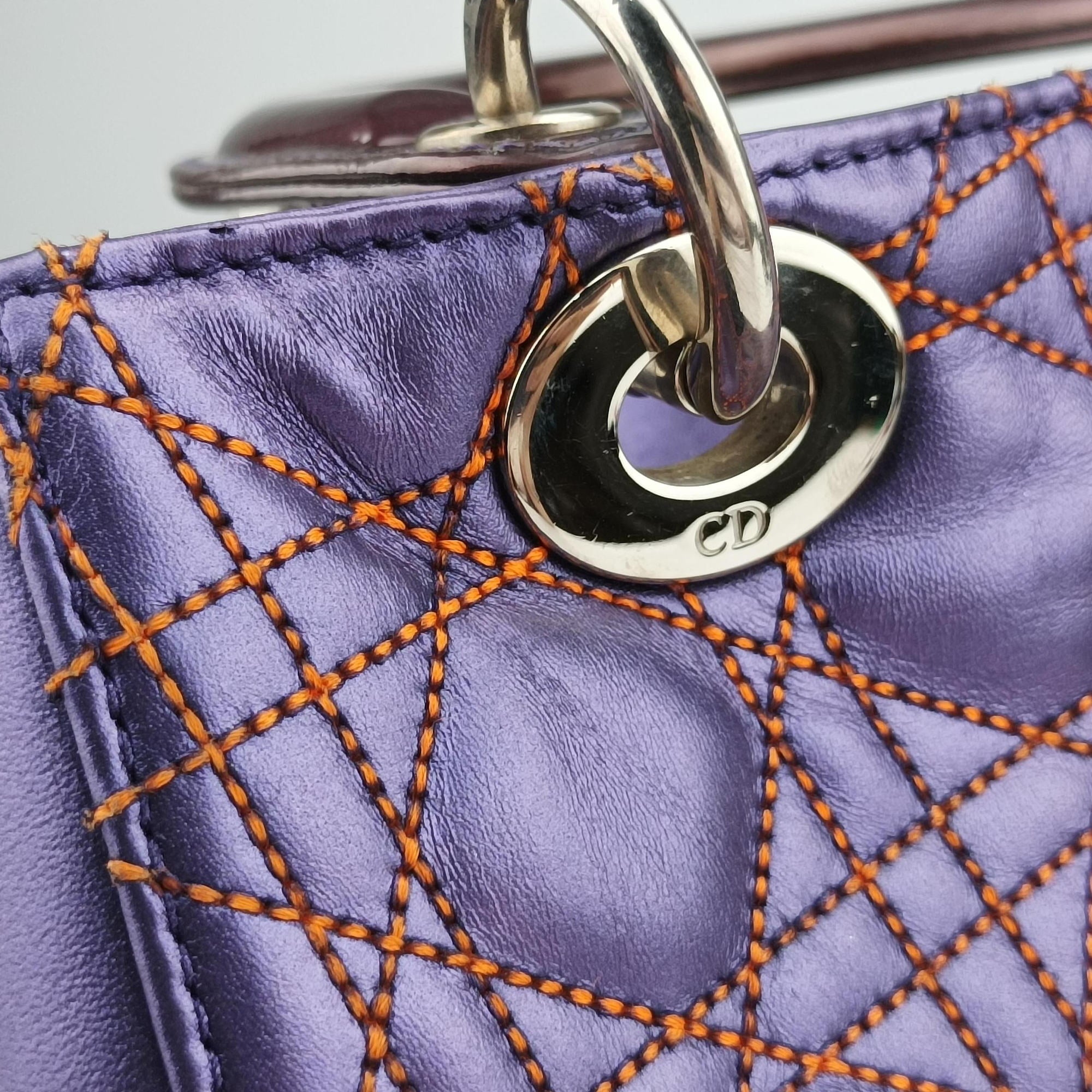 Lady Dior Purple×Orange×Brown Lambskin 15-BO-1111レディディオール パープル×オレンジ×ブラウン ラムスキン 15-BO-1111